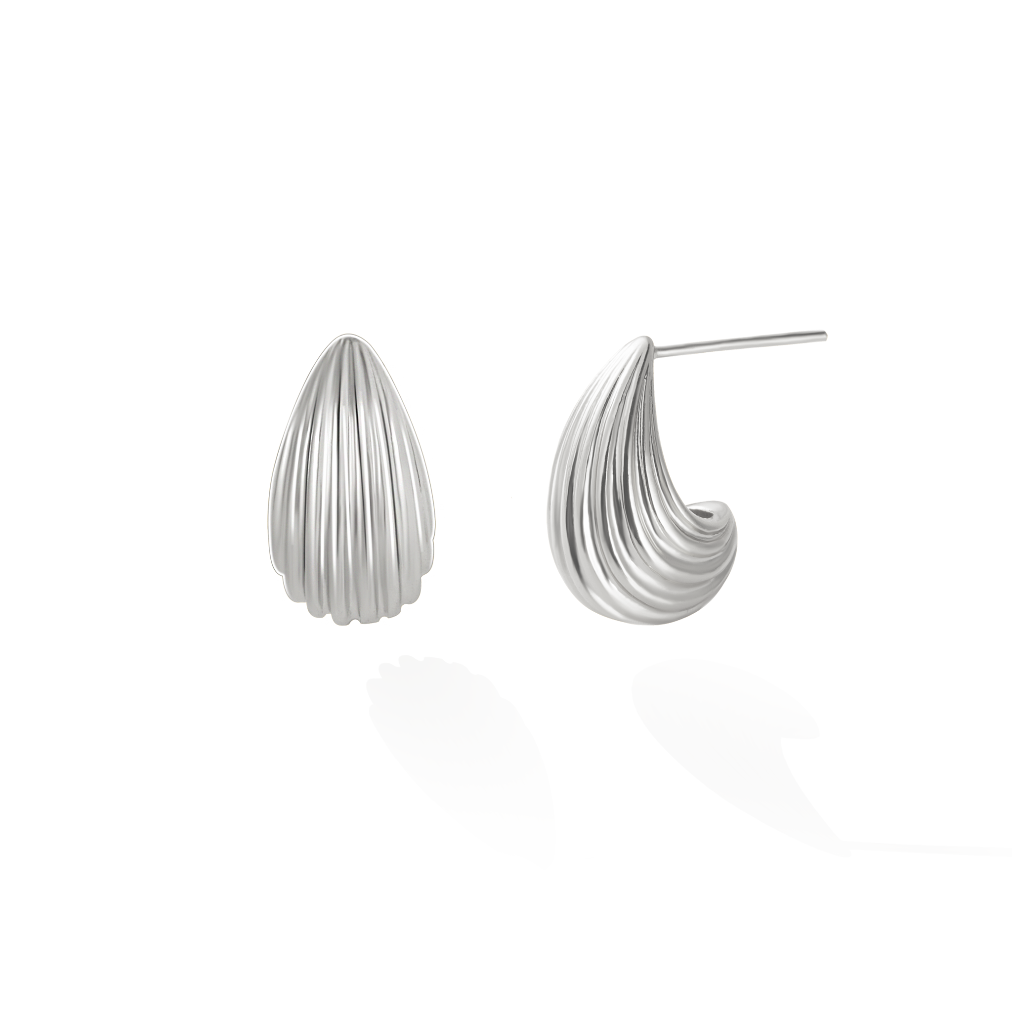 Conch Whisper Stud Earrings - Silver