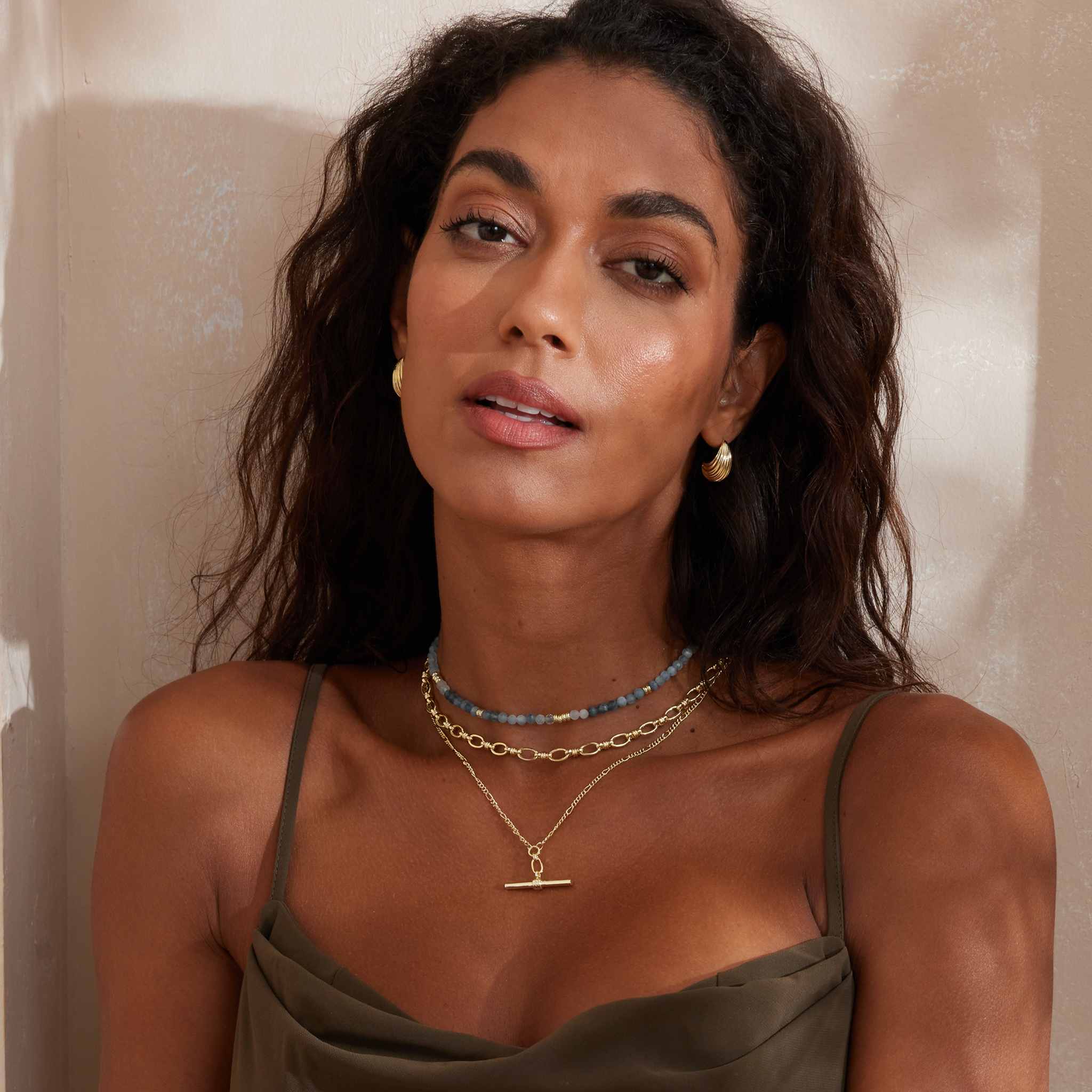 Horizon Glow Beaded Necklace - Aquamarine