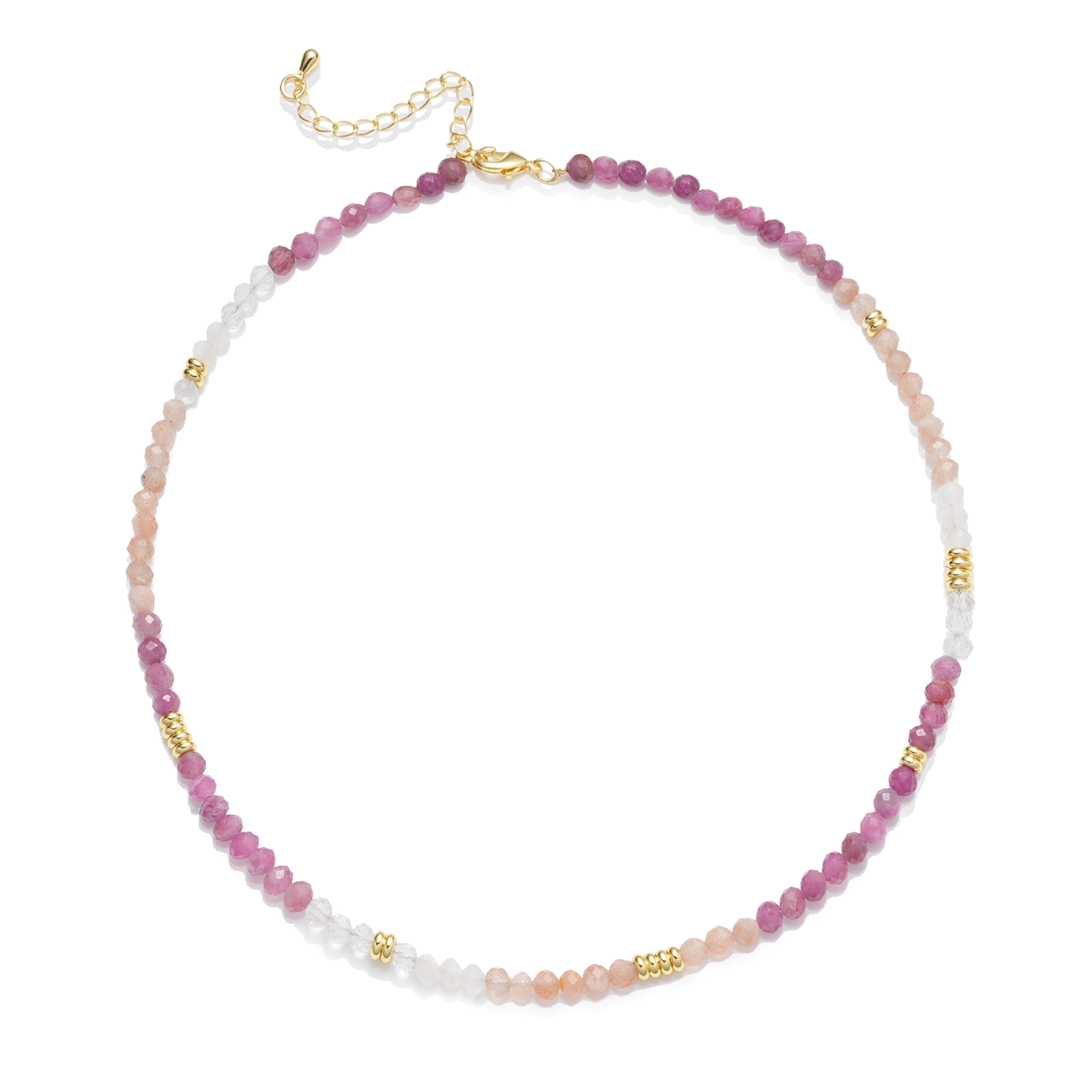 Horizon Glow Beaded Necklace - Ruby & Sunstone