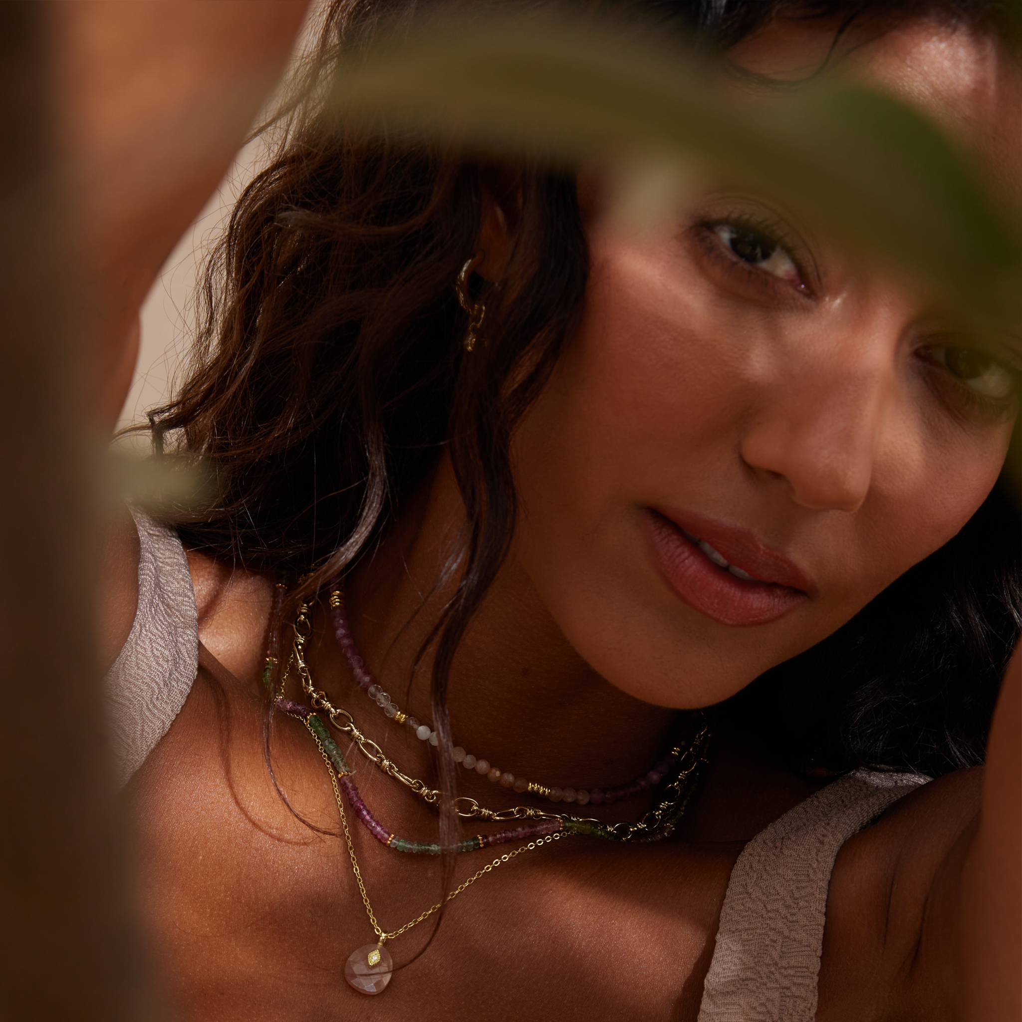 Horizon Glow Beaded Necklace - Ruby & Sunstone