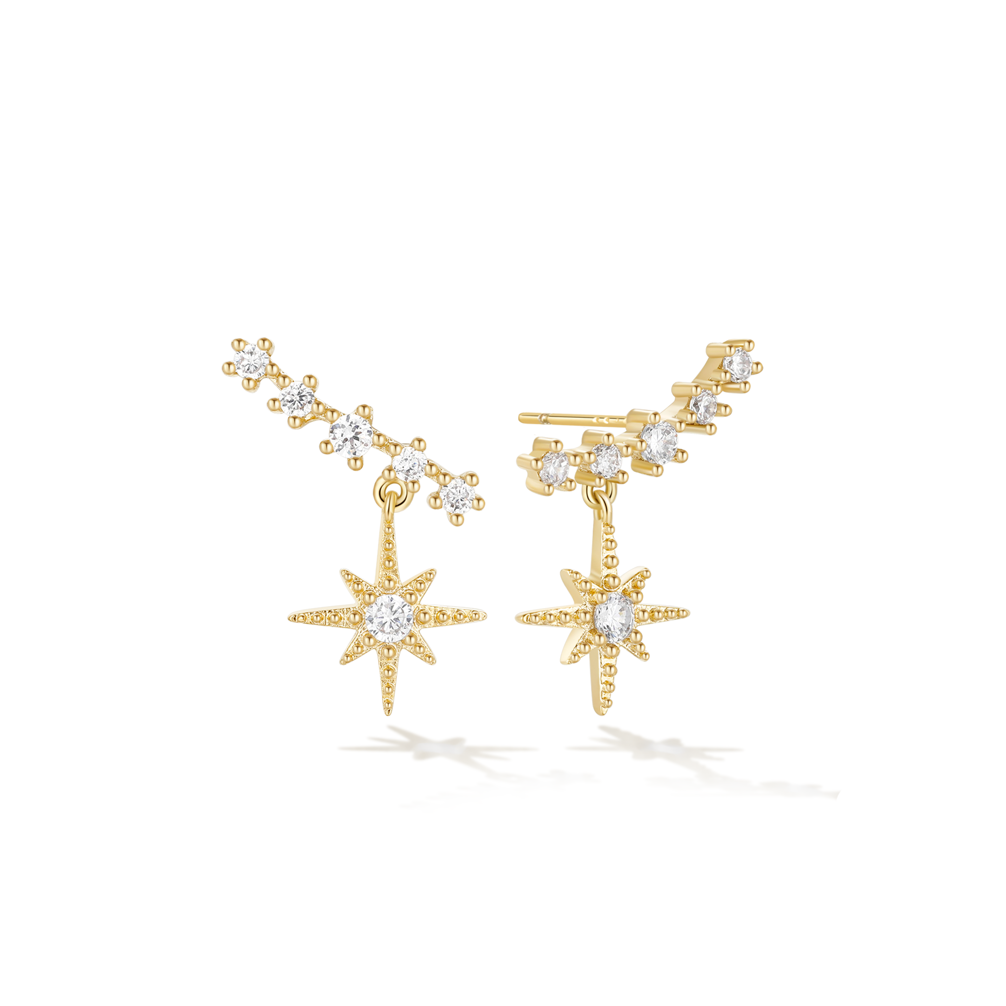 Nebula Cloud Climber Earrings - Yellow Gold