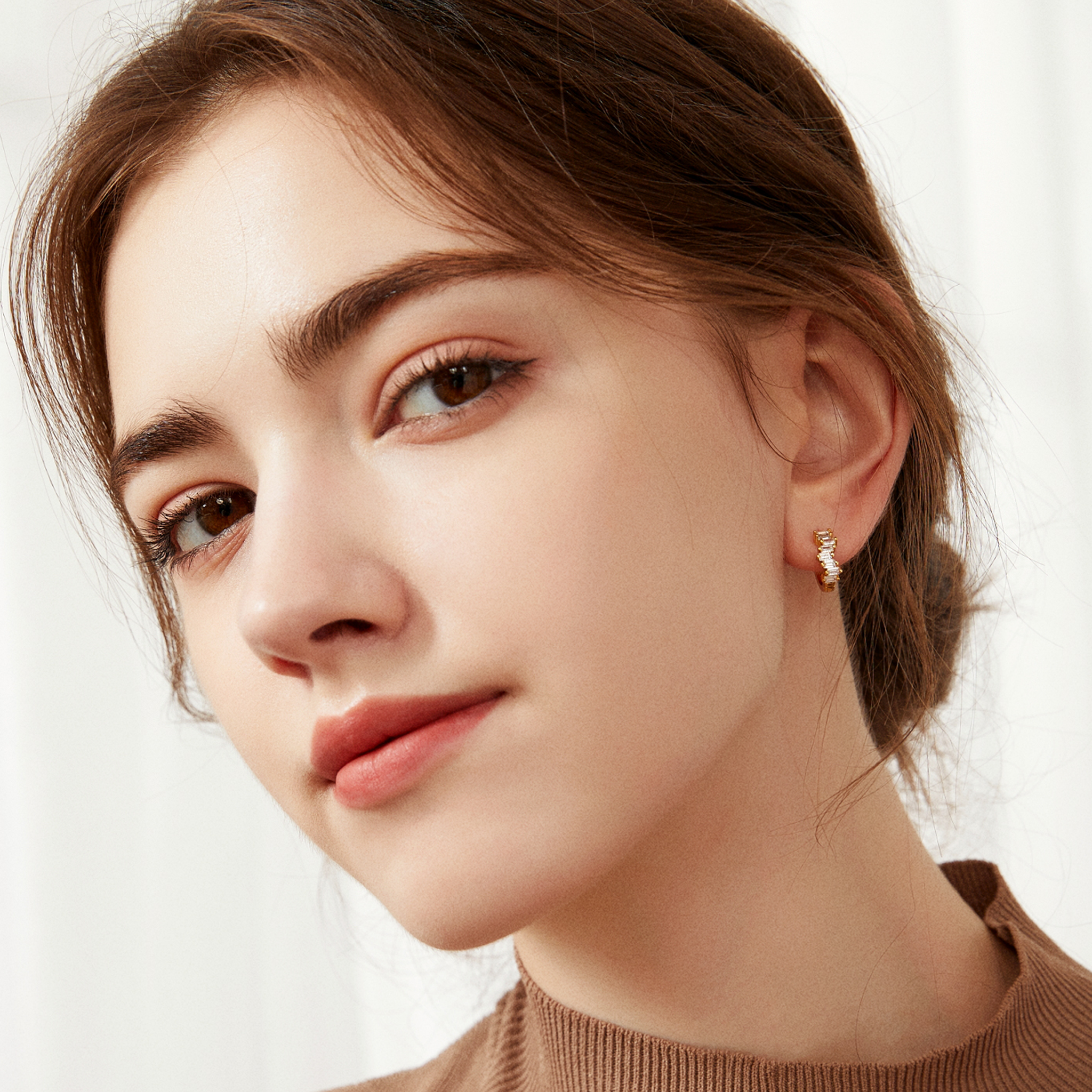 Eternity Baguette Mini Huggies - Yellow Gold