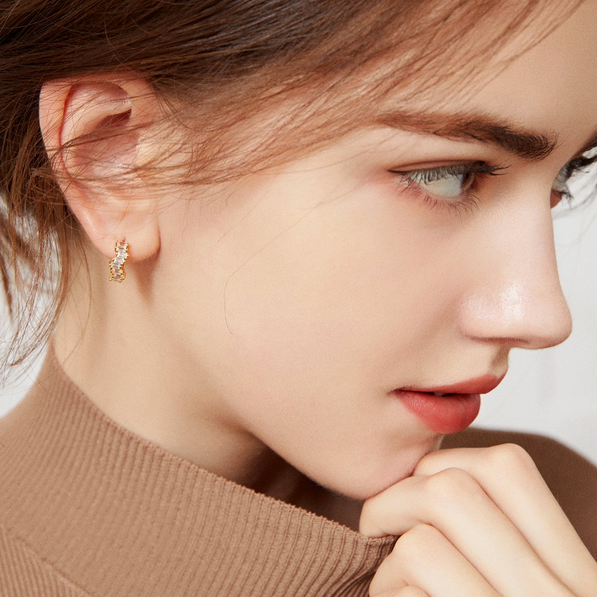 Eternity Baguette Mini Huggies - Silver