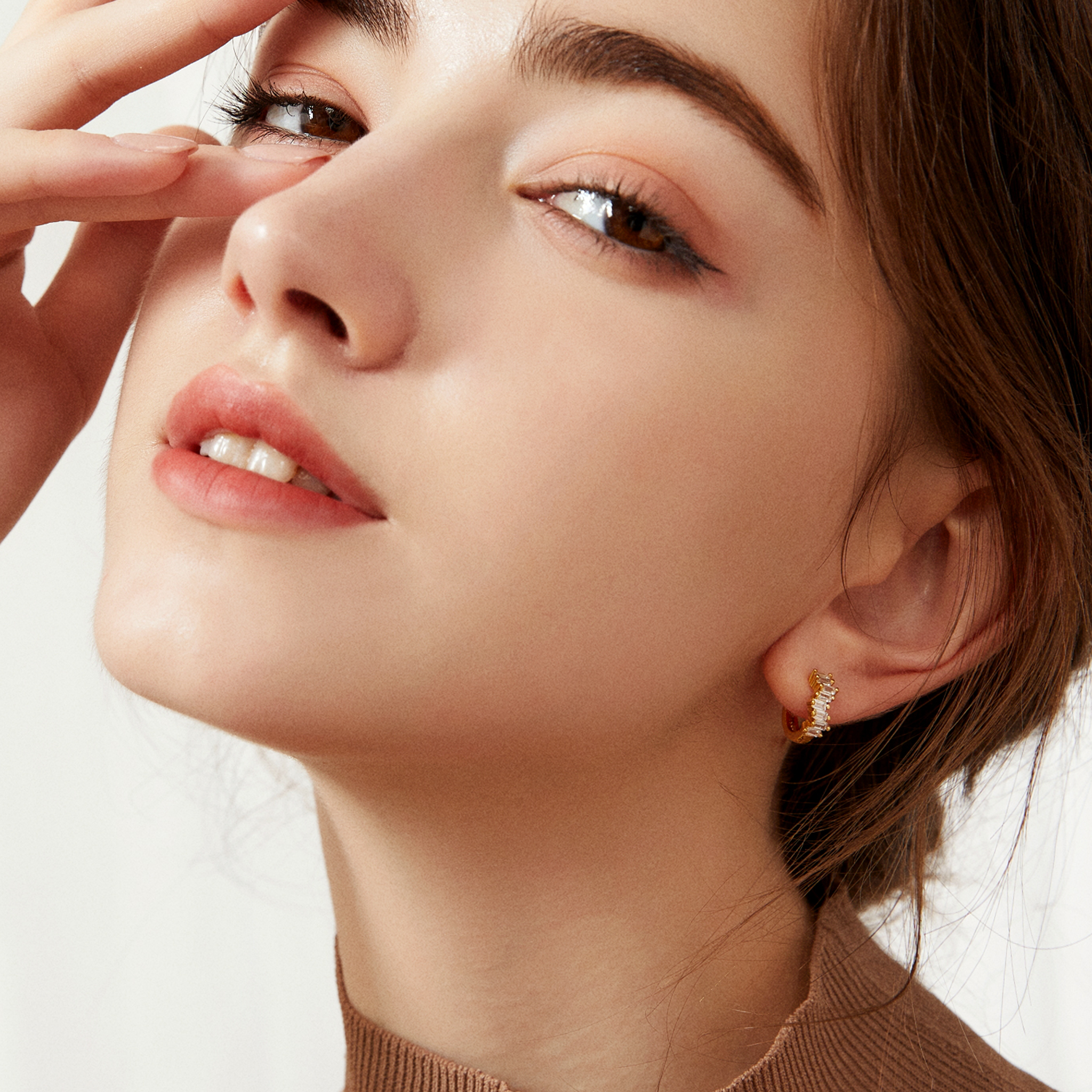 Eternity Baguette Mini Huggies - Silver