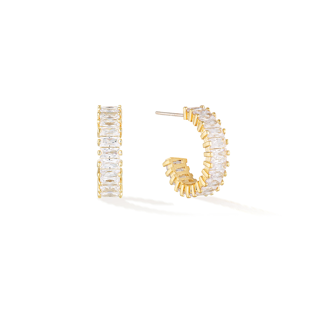 Eternity Baguette Hoops- Yellow Gold