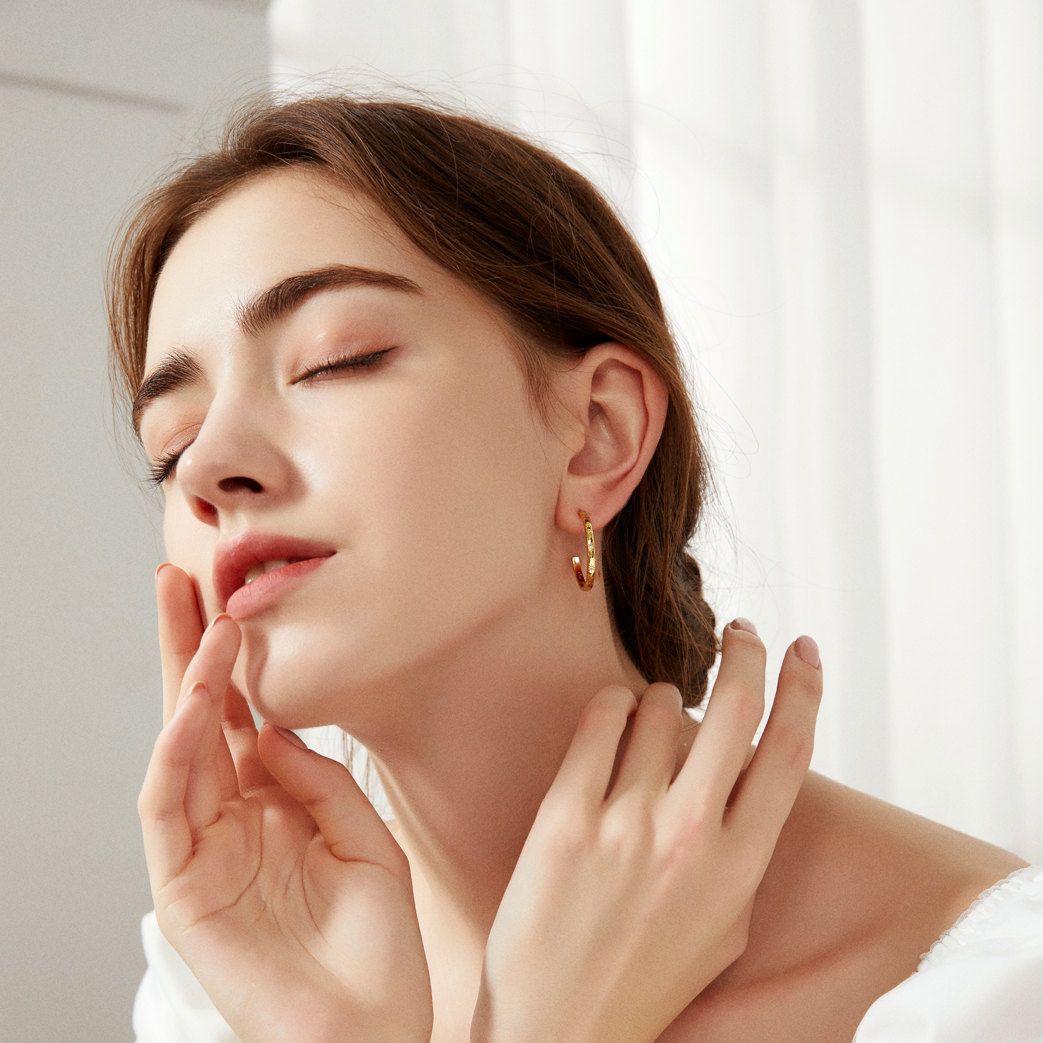 Celestial Constellation Thin Hoops - Rose Gold