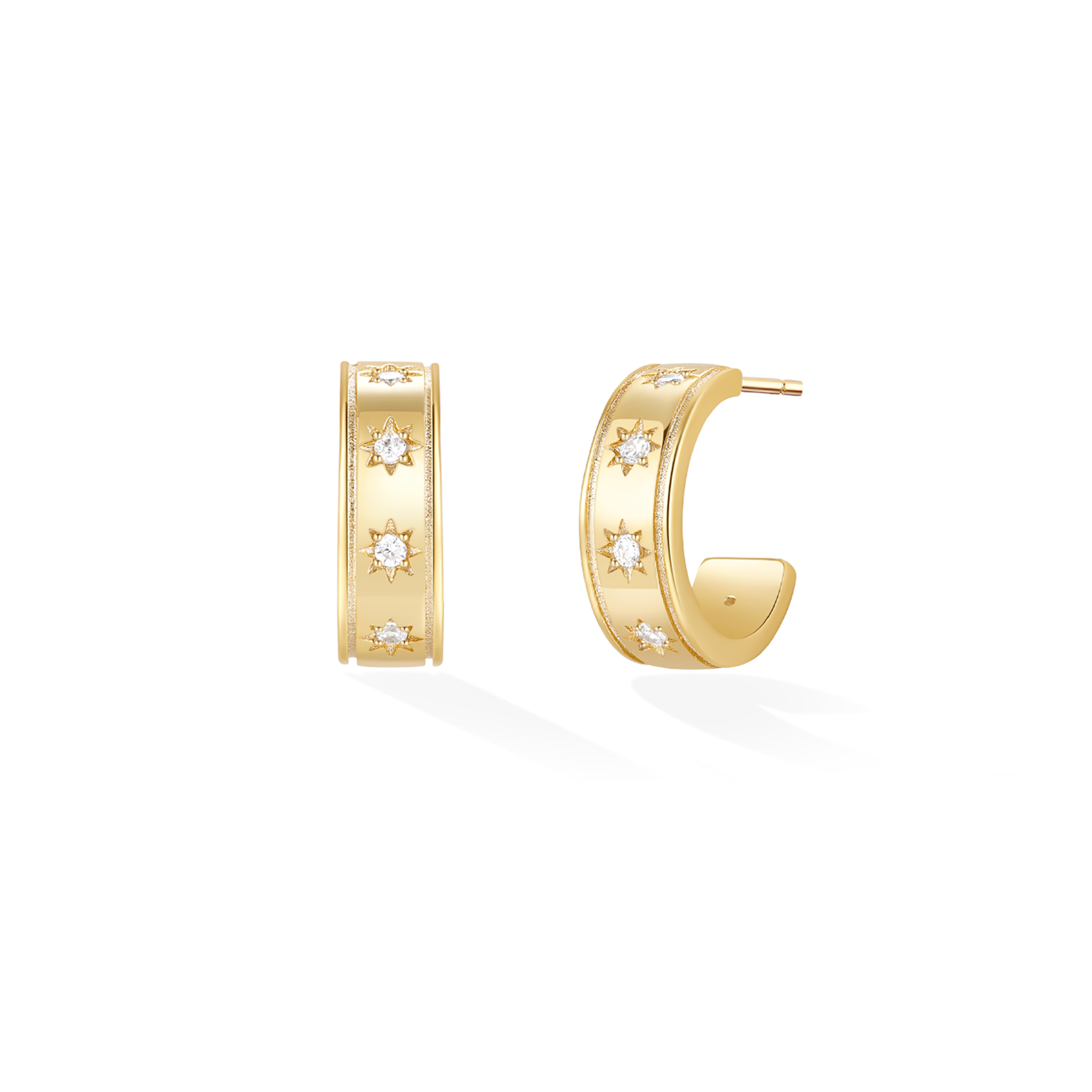Comet Constellation Hoop Earrings - Yellow Gold
