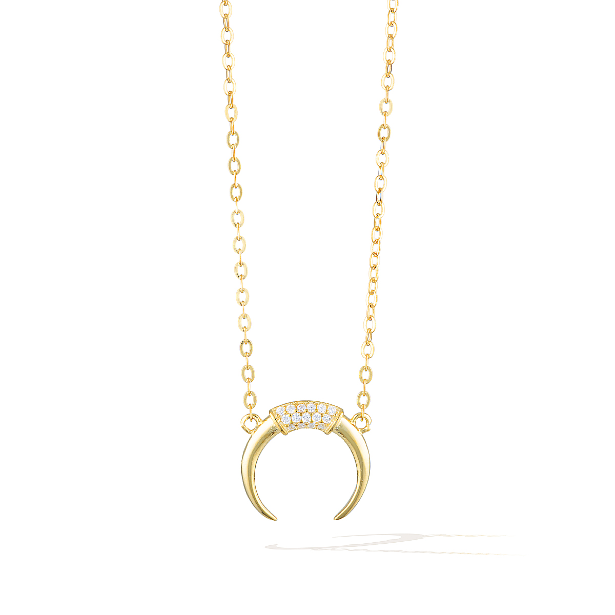 Goddess of Crescent Moon Necklace - Yellow Gold