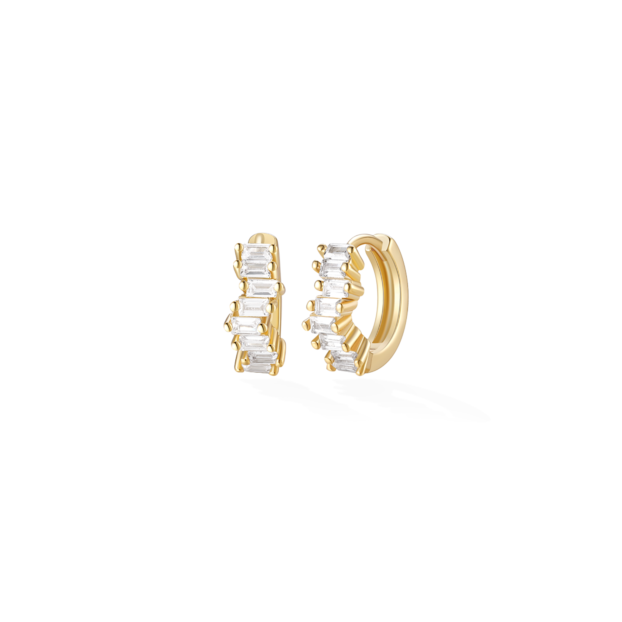 Eternity Baguette Mini Huggies - Yellow Gold