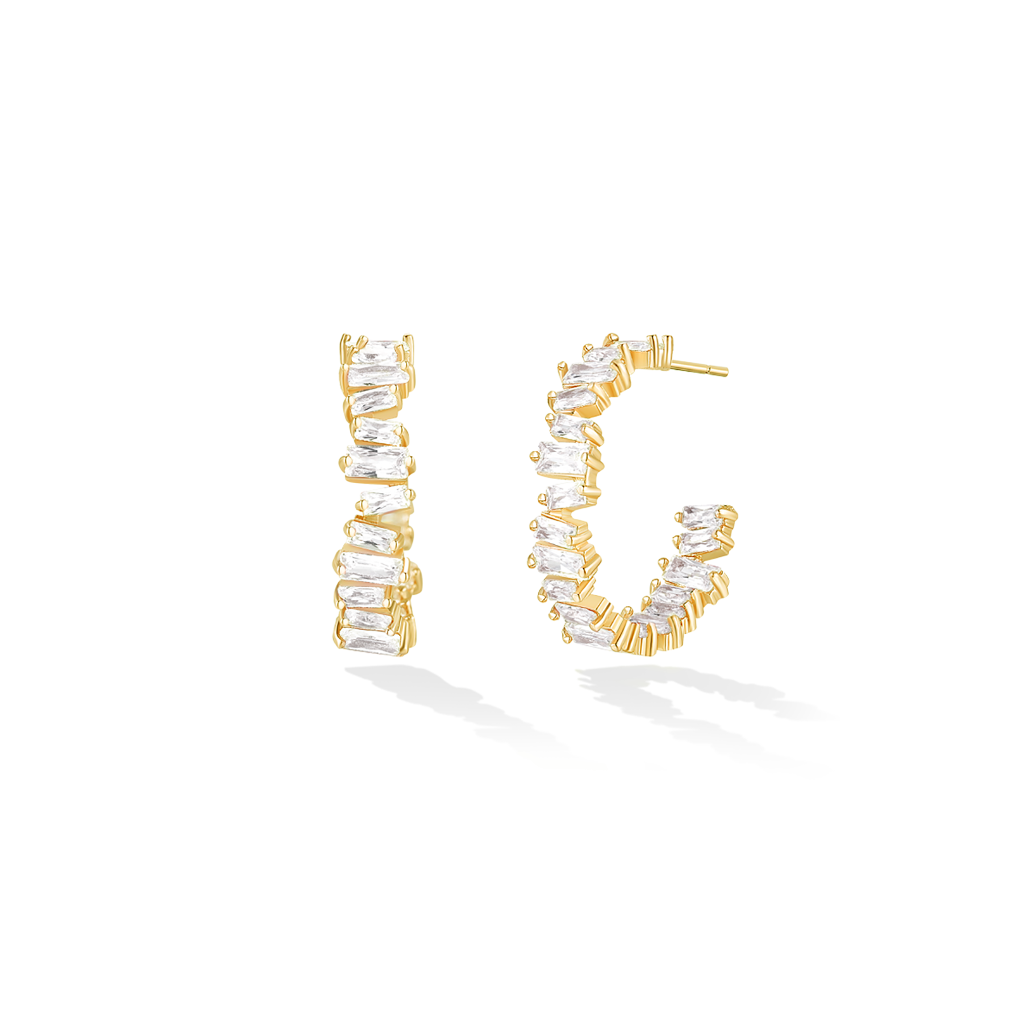 Divine Eternity Baguette Hoops - Yellow Gold