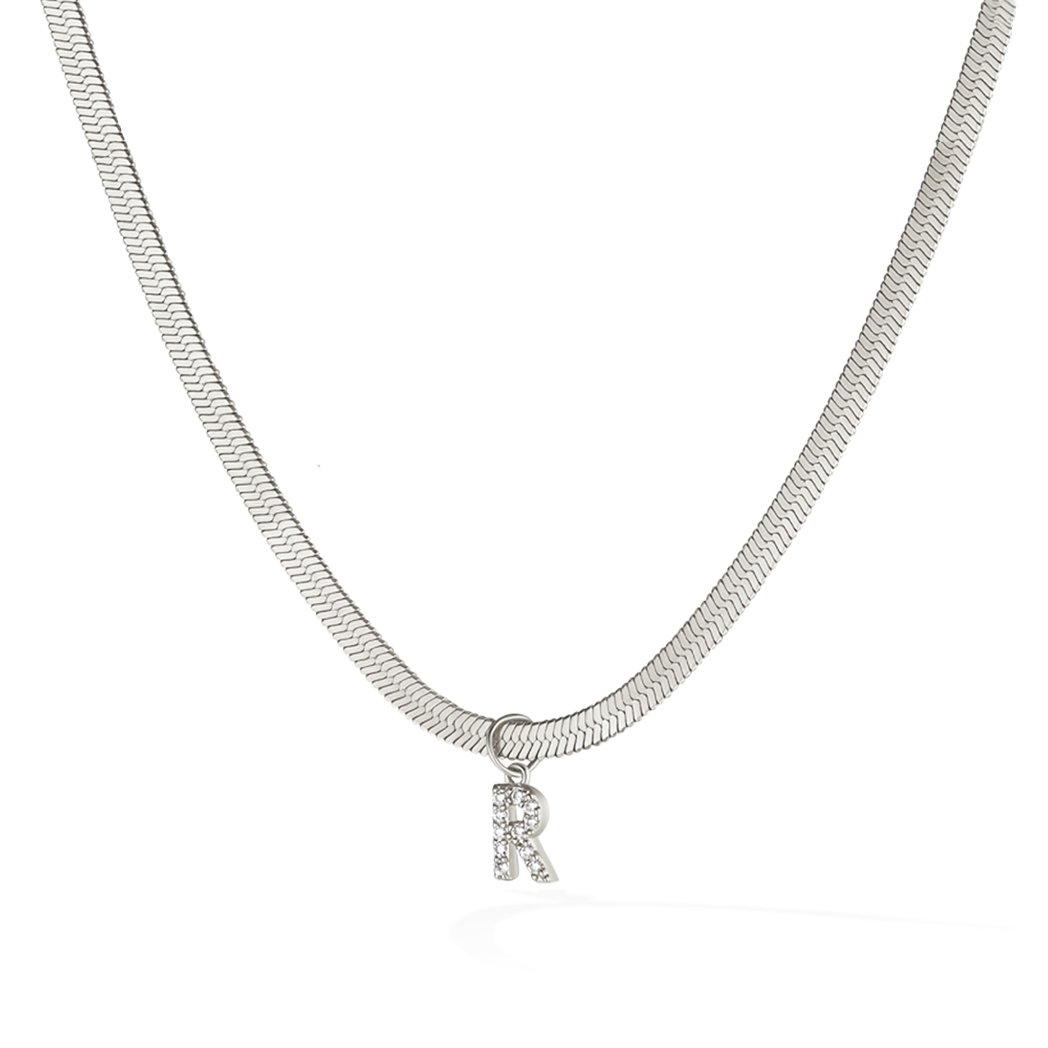 Pavé Initial Snake Chain Choker - Silver
