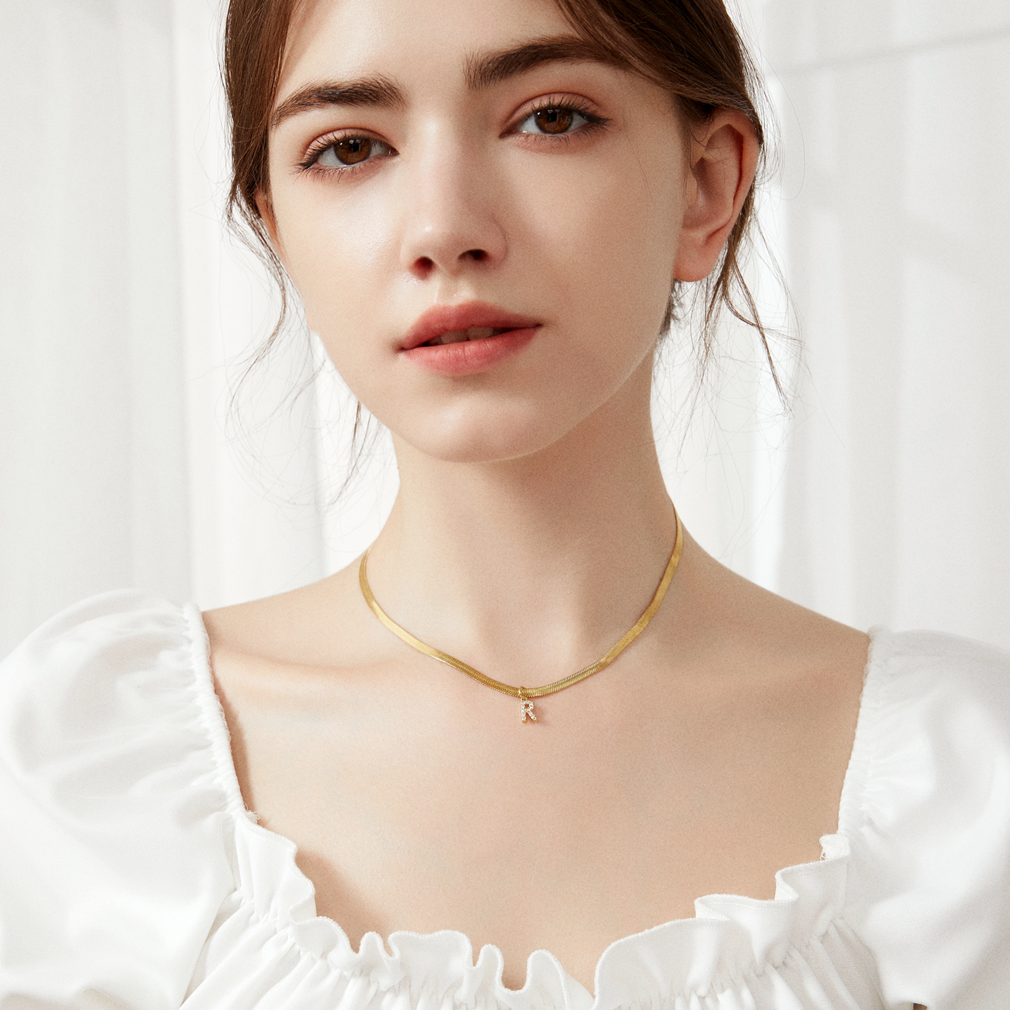 Pavé Initial Snake Chain Choker - Silver