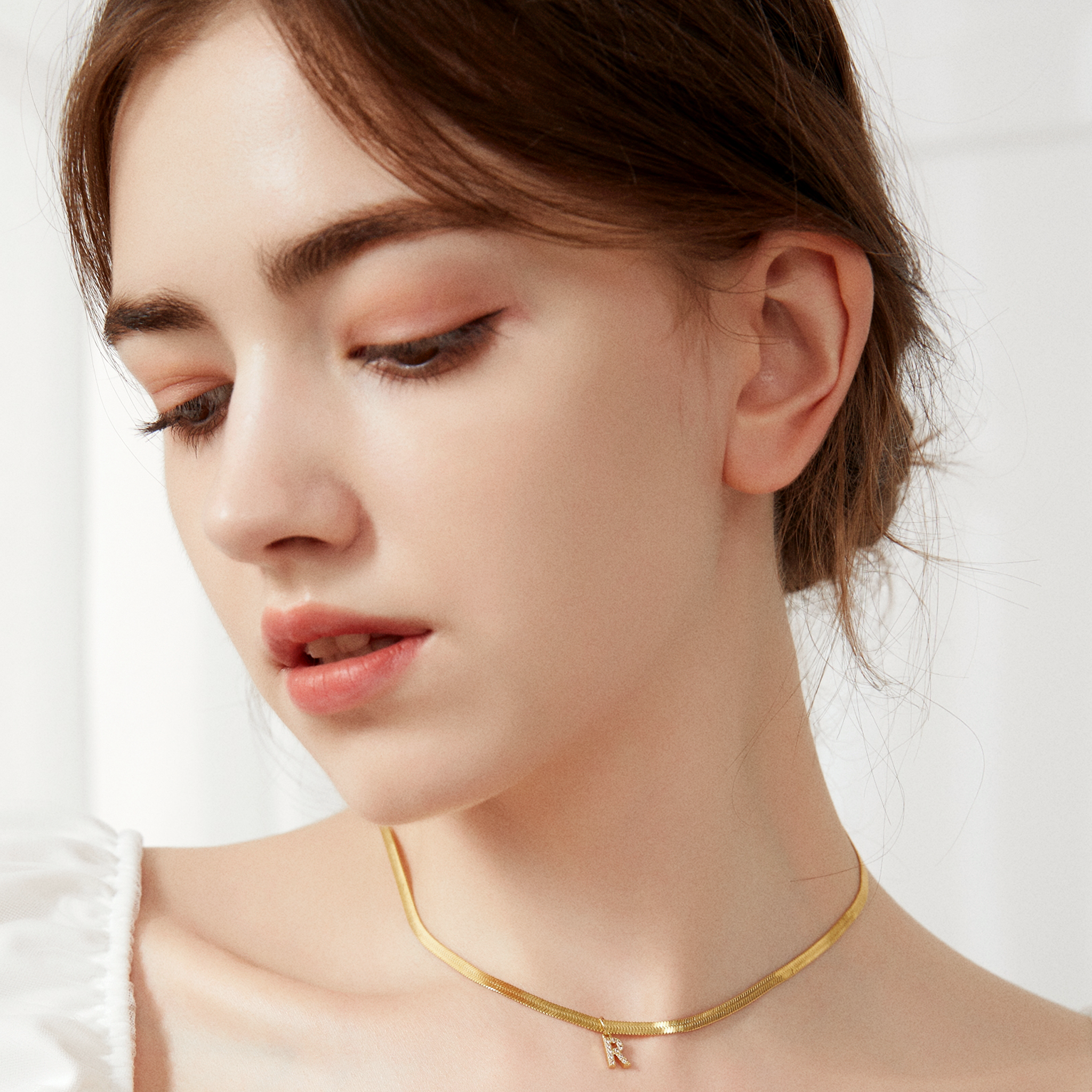 Pavé Initial Snake Chain Choker - Silver