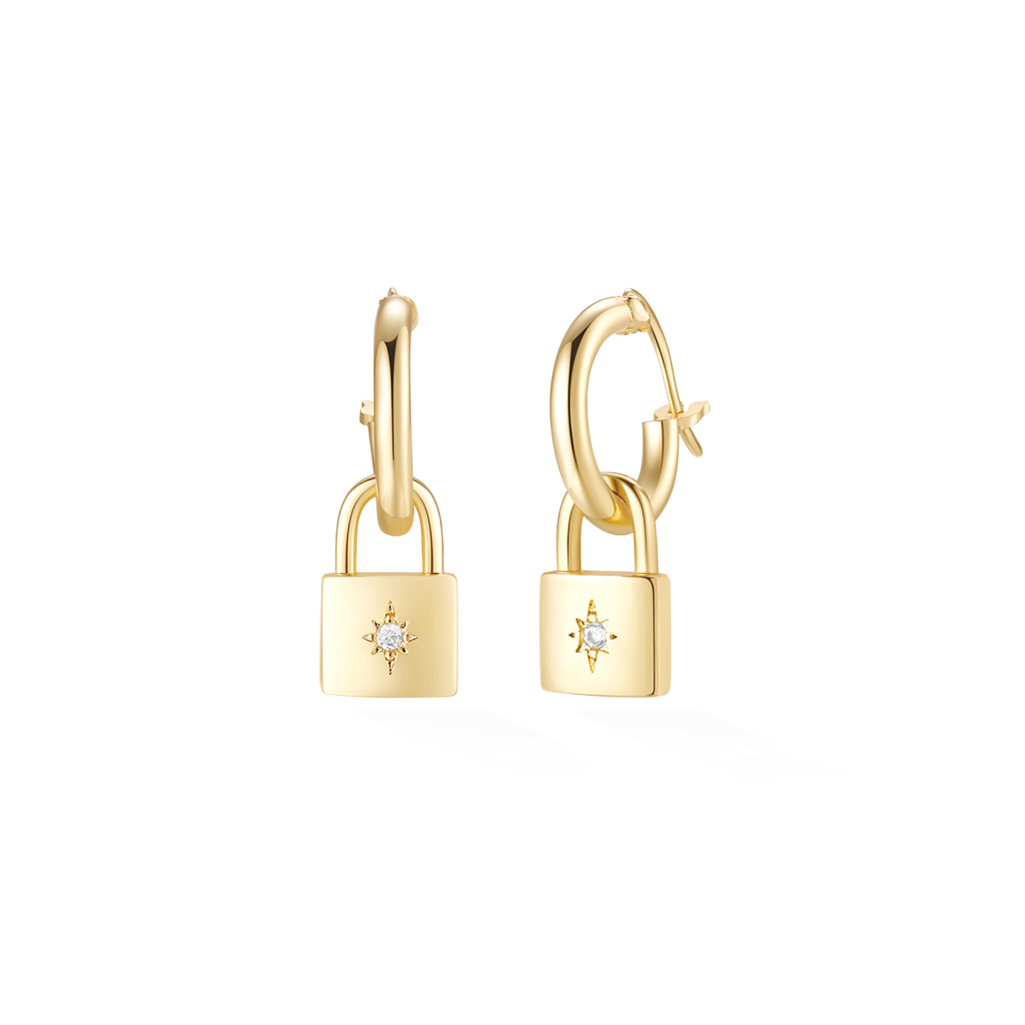 Solare Padlock Huggies - Yellow Gold