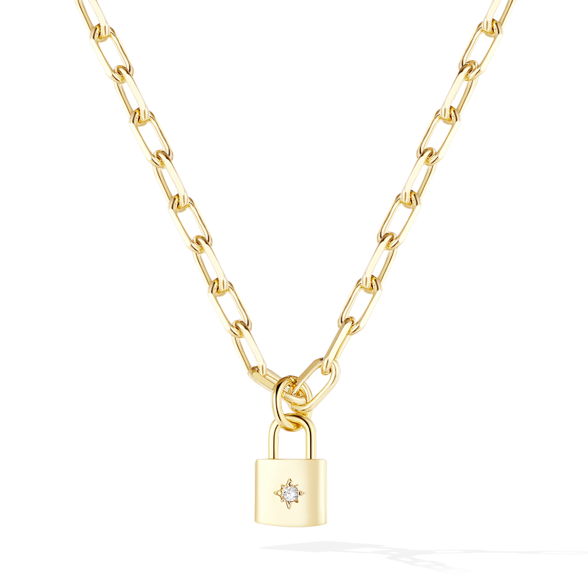 Solare Padlock Necklace - Yellow Gold