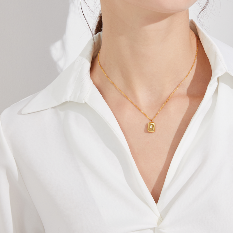 Malibu Emerald Pépite Necklace - Rose Gold