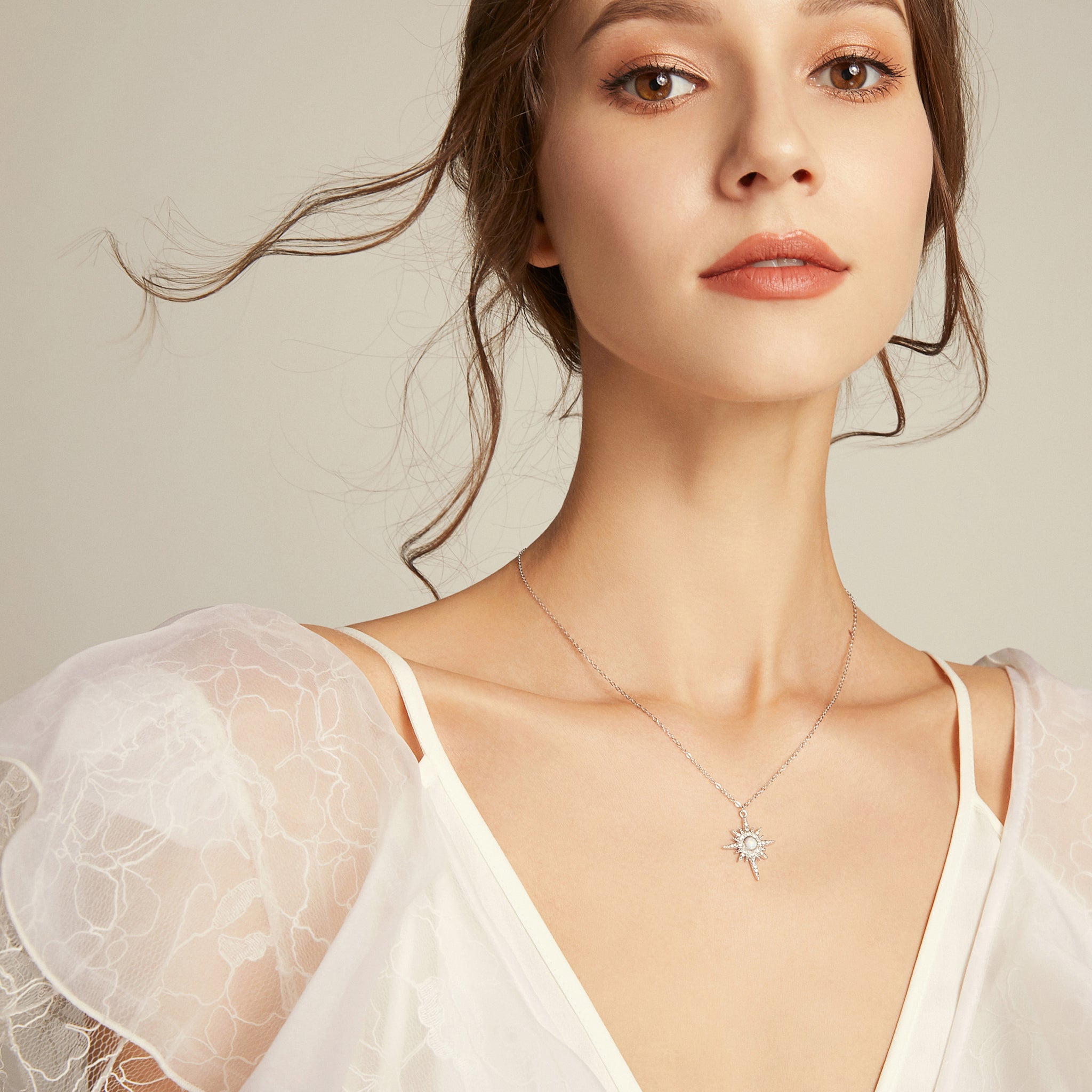 Sunset and Sea Foam Necklace - Yellow Gold