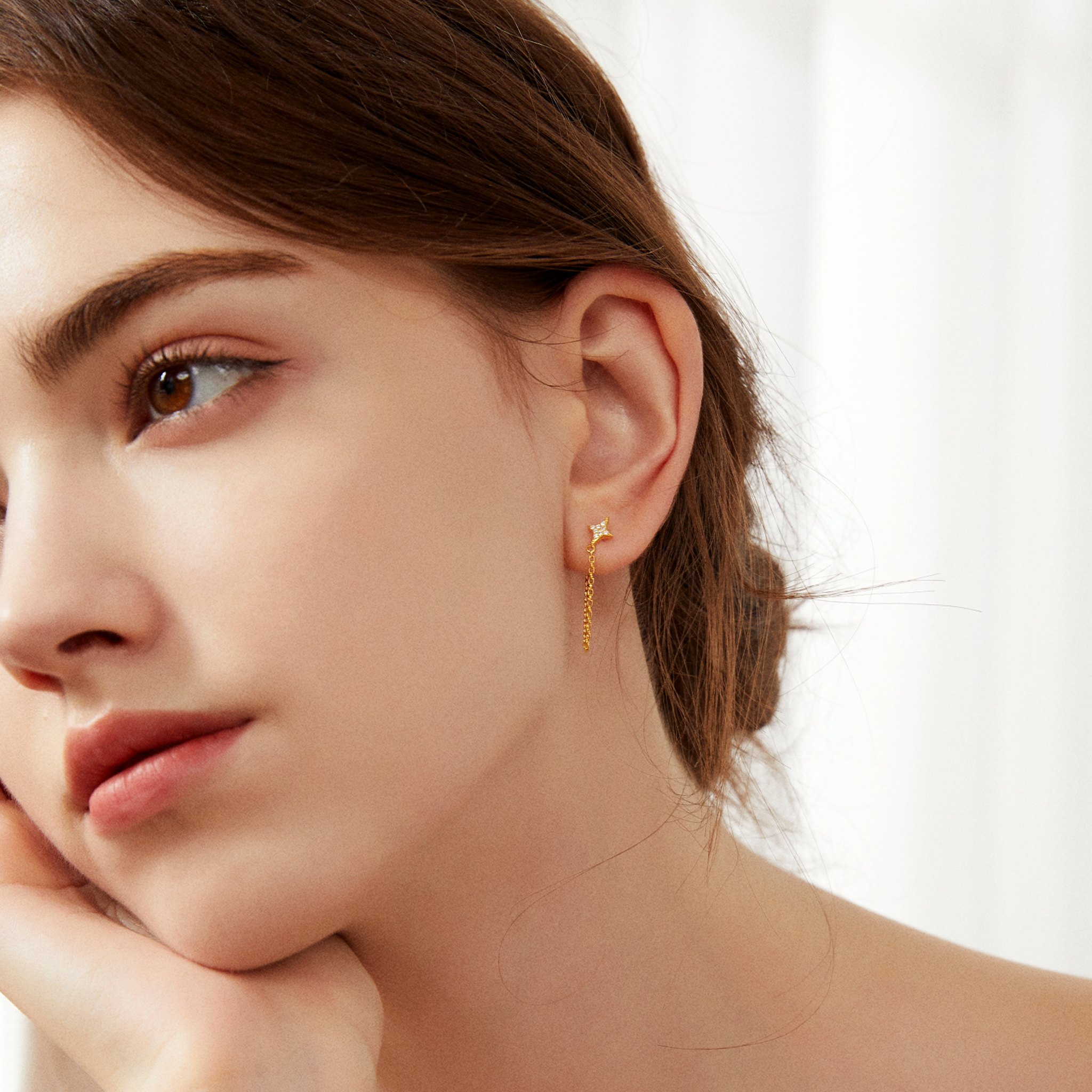 Stardust Chain Earrings - Yellow Gold