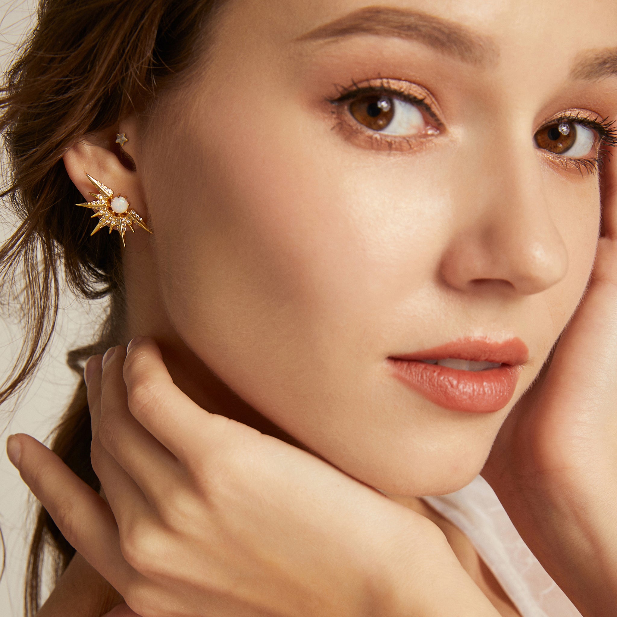 Cosmic Sun-Ray Earrings - Yellow Gold