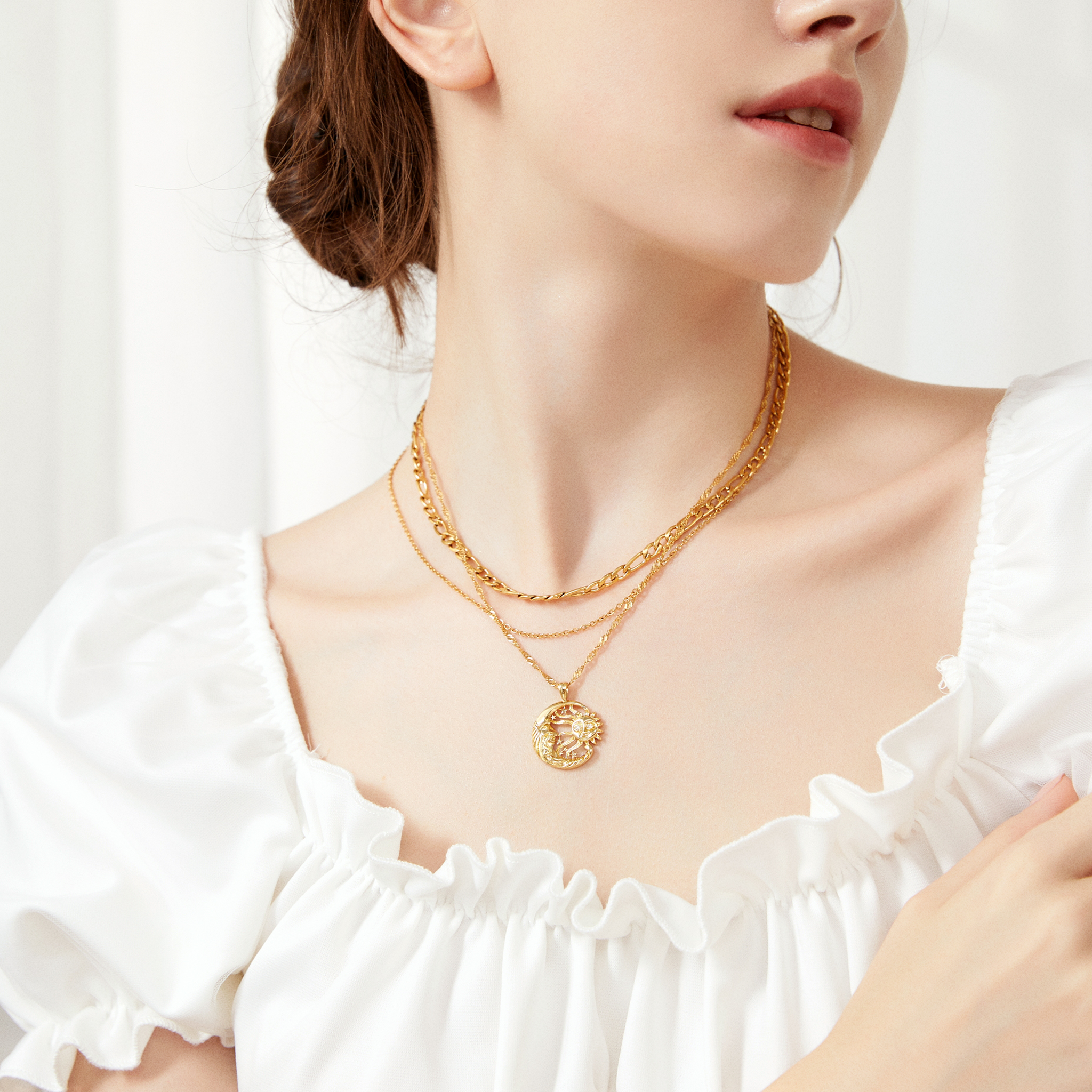 Helio and Eos Necklace - Yellow Gold