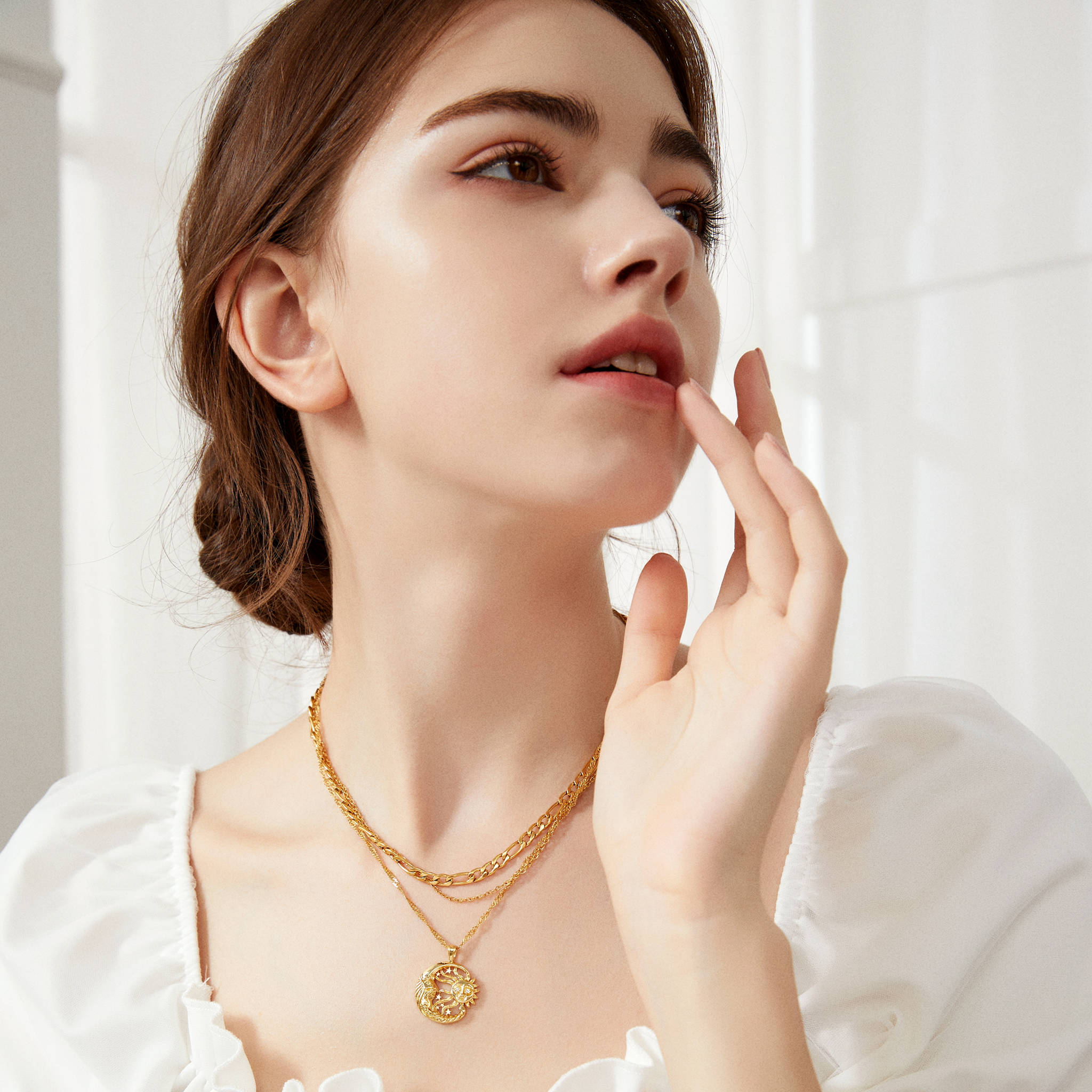 Helio and Eos Necklace - Yellow Gold