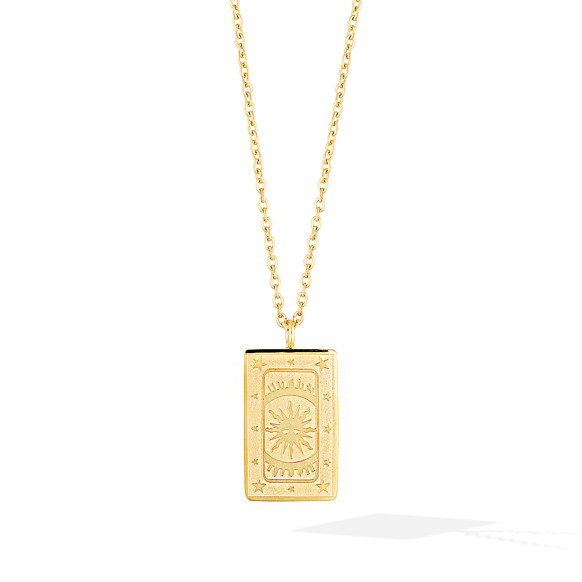 The Sun Tarot Card Necklace - Yellow Gold