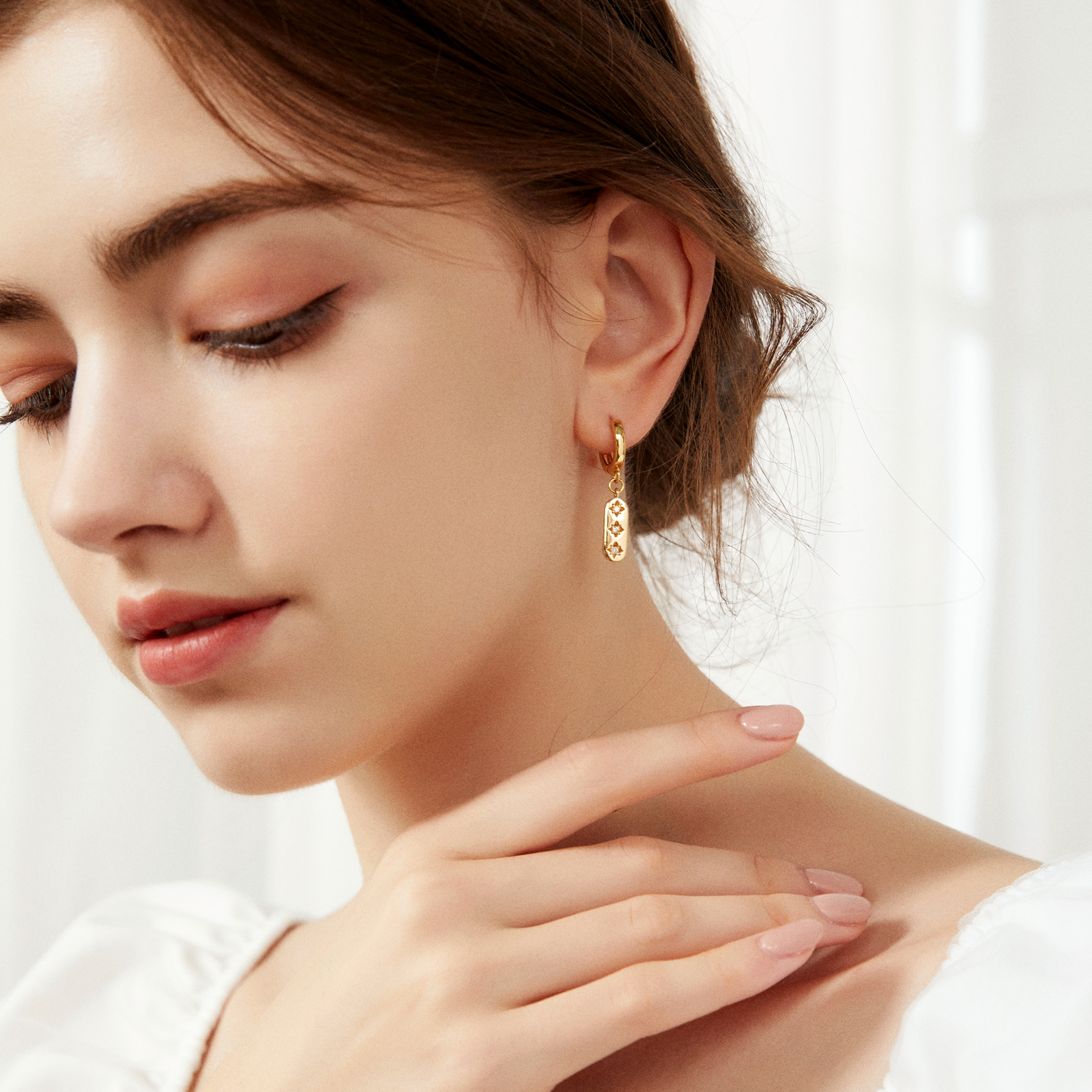 Trinity Stars Huggies - Yellow Gold