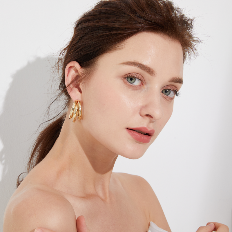 Sunset Boulevard Chunky Hoops - Yellow Gold