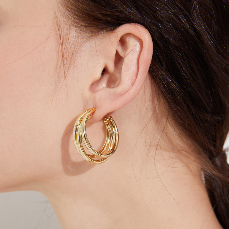 Sunset Boulevard Chunky Hoops - Yellow Gold