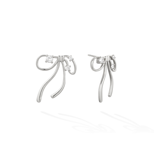 Voile Flottant Rubané Earring Studs- Silver