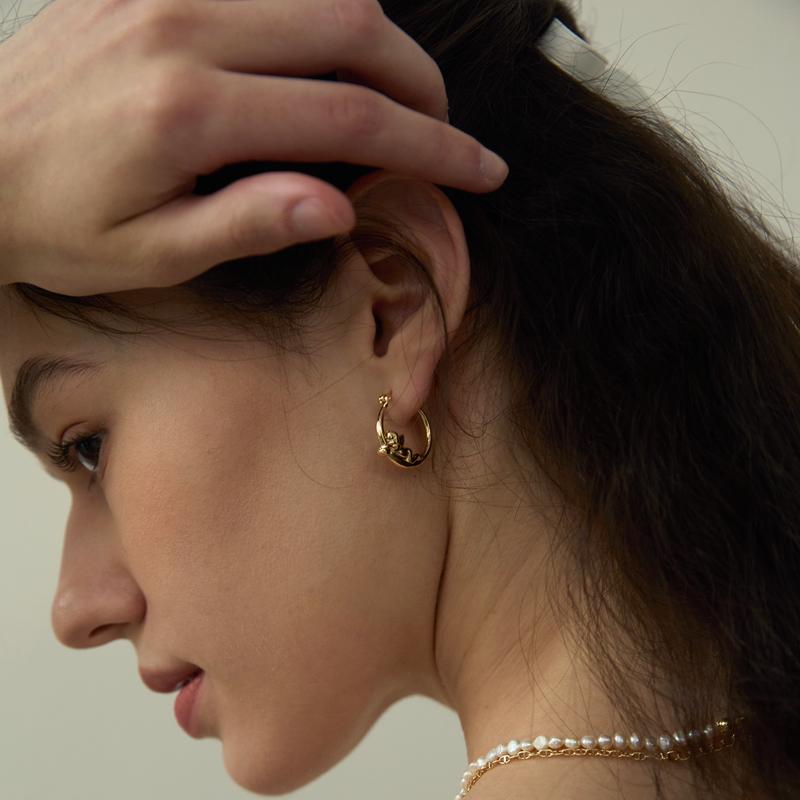 Cupidon Angélique Hoop Earrings - Yellow Gold