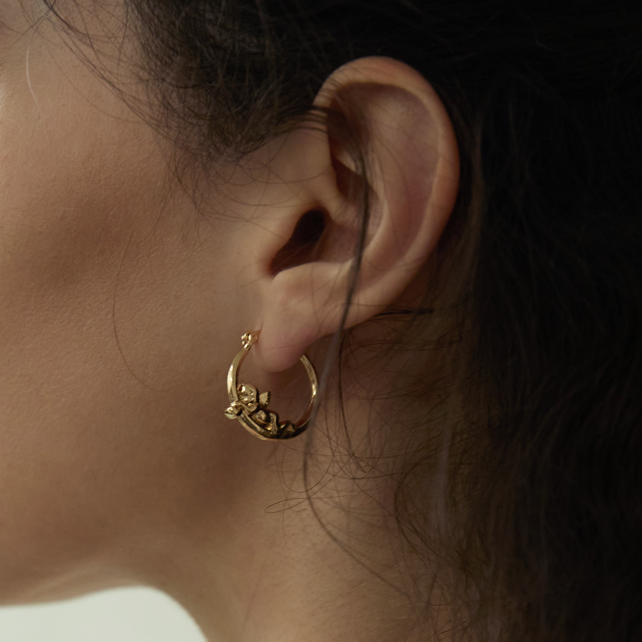 Cupidon Angélique Hoop Earrings - Yellow Gold
