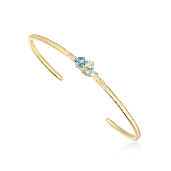 Grounding Guidance - December Cluster Birthstone Bangle (Blue Zircon)