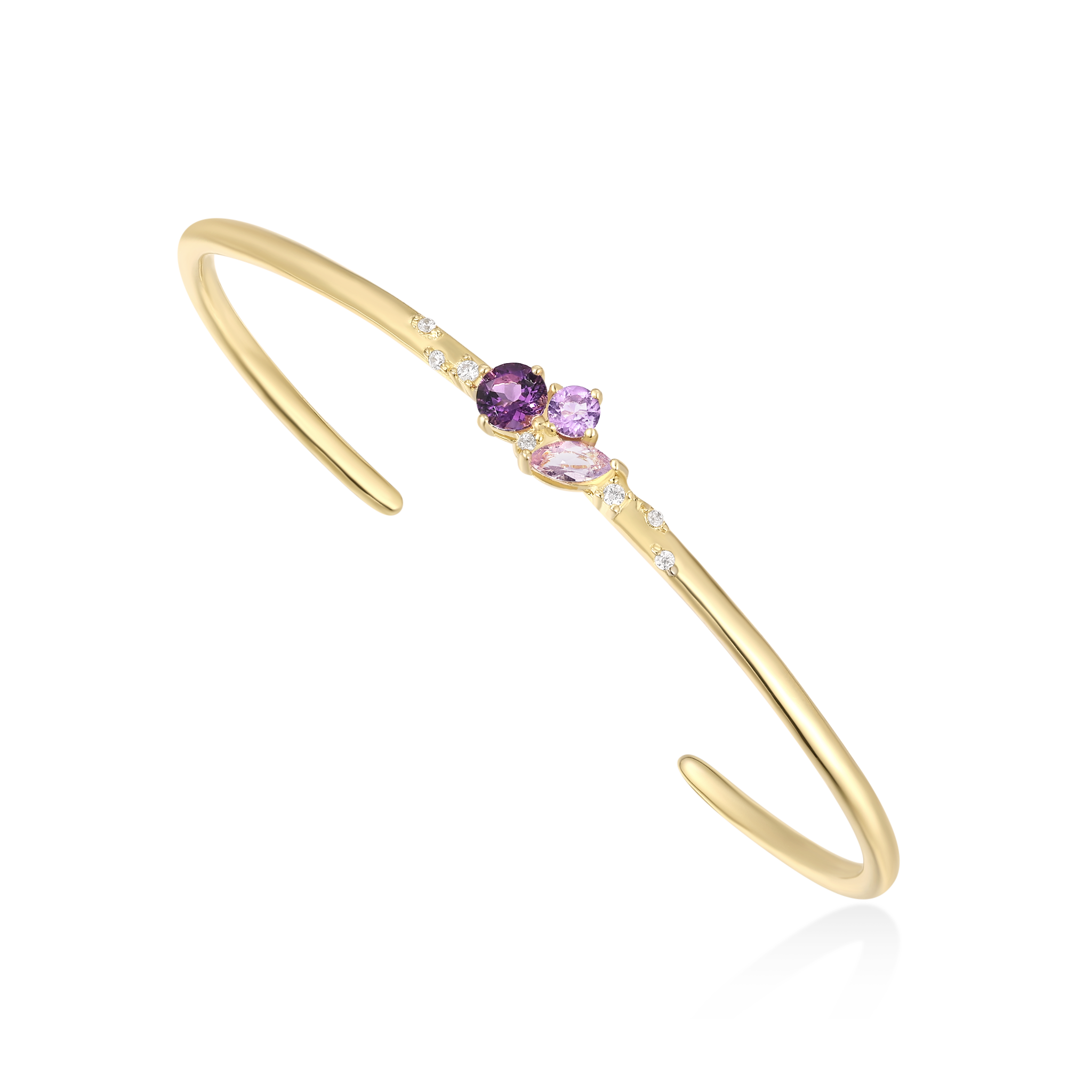 Intuition of Royalties - February Cluster Birthstone Bangle (Amethyst)