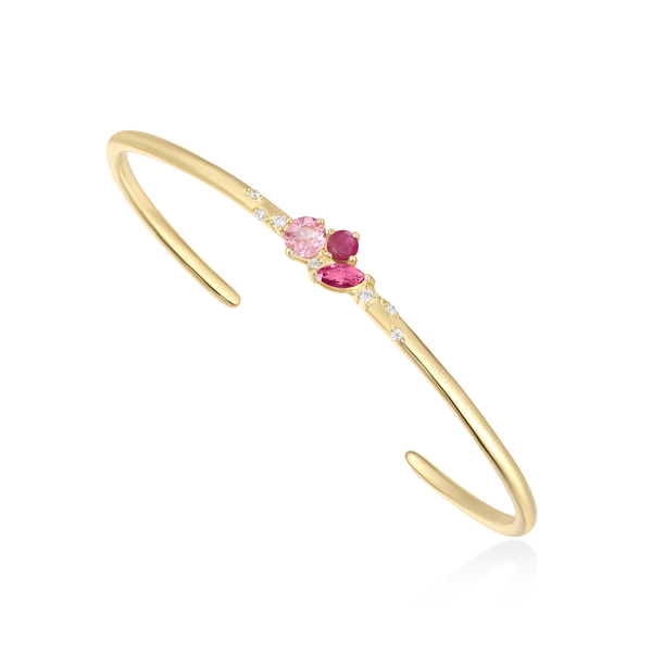 Passion of Life - July Cluster Birthstone Bangle (Ruby)