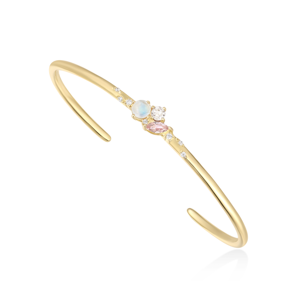 Soul Protection - June Cluster Birthstone Bangle (Moonstone)