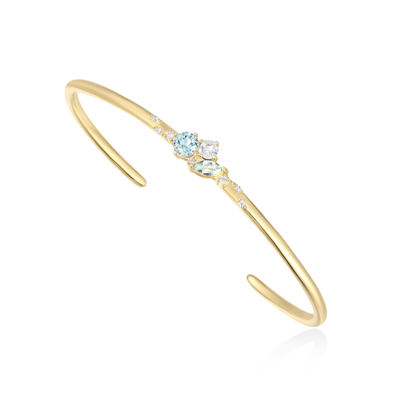 Calm the Sea - March Cluster Birthstone Bangle (Aquamarine)