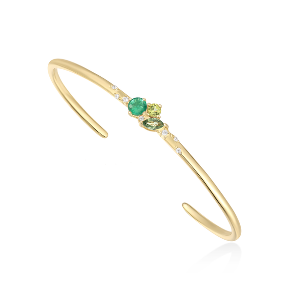 Heart of Wisdom - May Cluster Birthstone Bangle (Emerald)