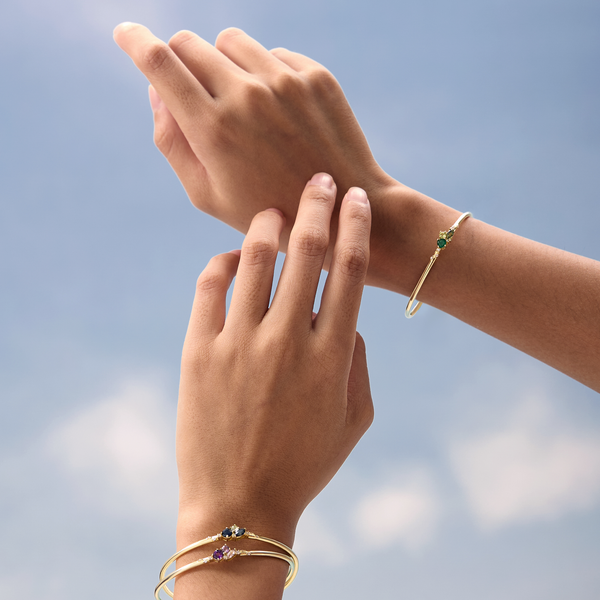 Wellbeing of the Spirit - August Cluster Birthstone Bangle (Peridot)