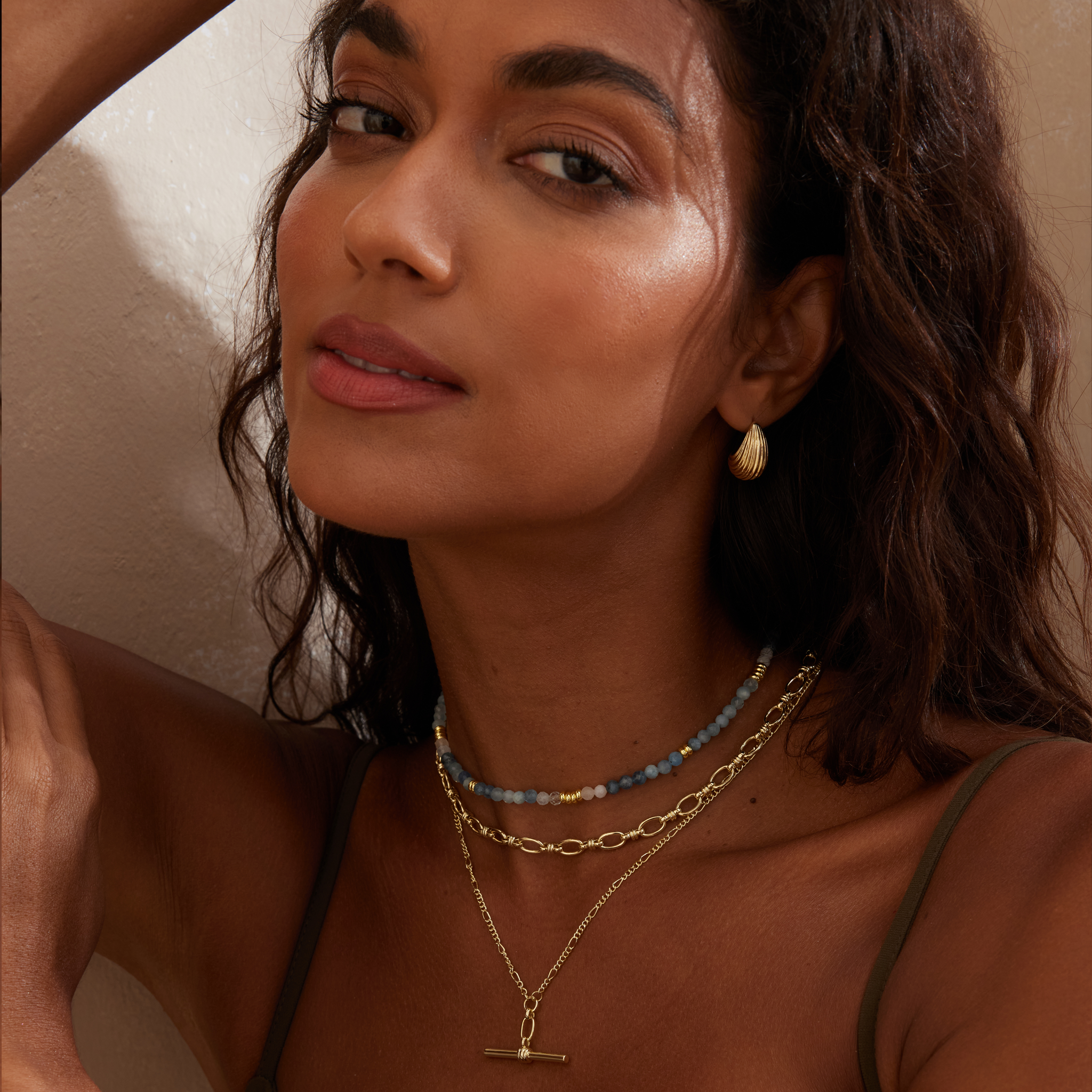 Horizon Glow Beaded Necklace - Aquamarine