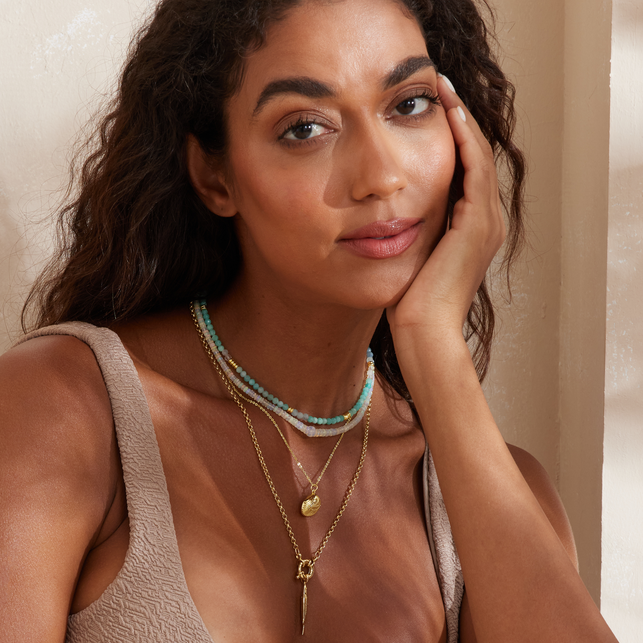 Horizon Glow Beaded Necklace - Opal