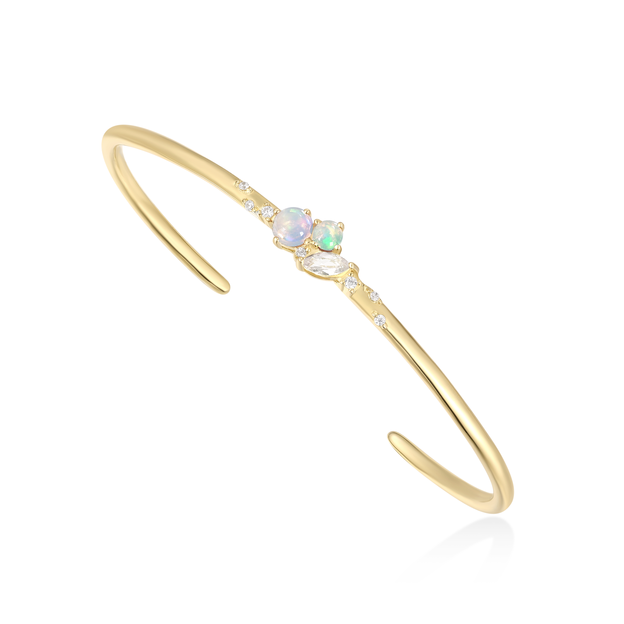 Healing Essence - October Cluster Birthstone Bangle (Opal)