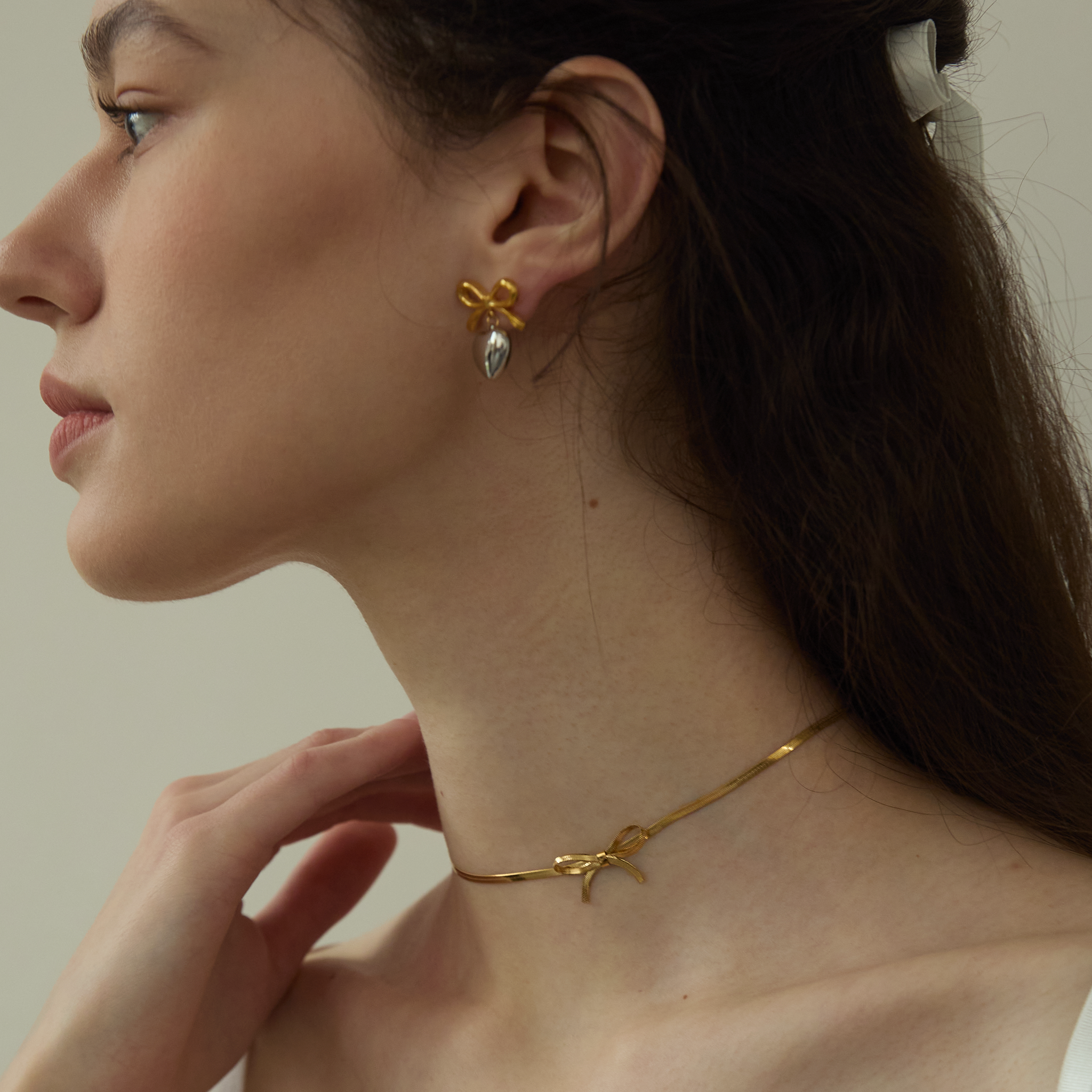 Ruban de Soie Choker Necklace - Silver