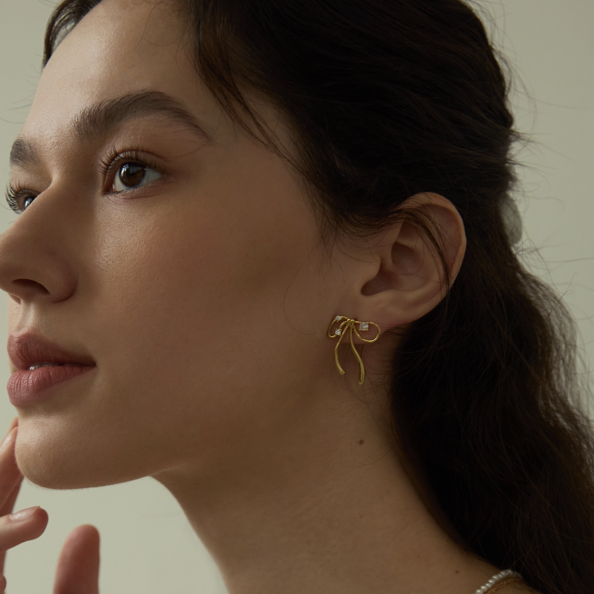 Voile Flottant Rubané Earring Studs- Silver