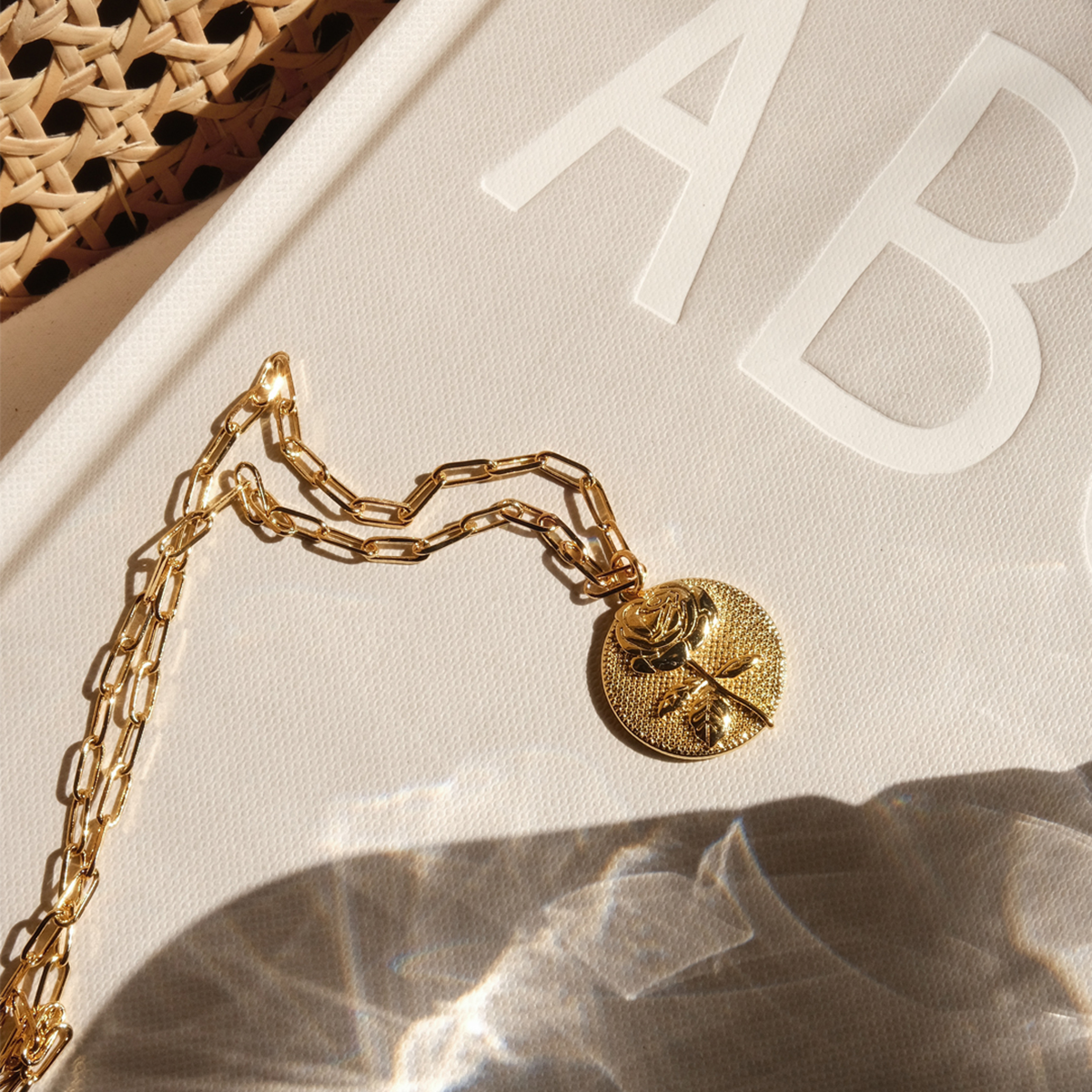 June Birthflower Necklace - Rosey Rose