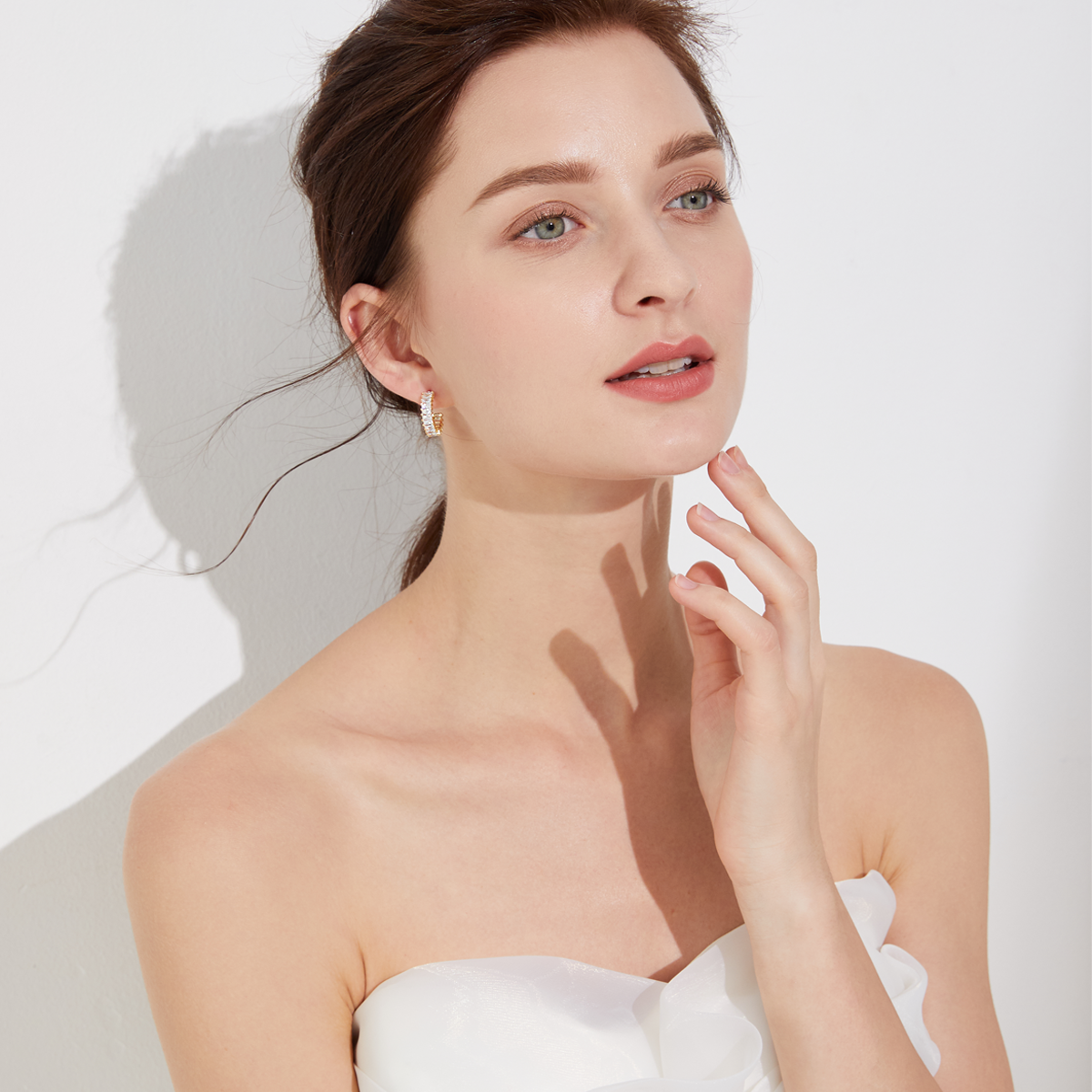 Eternity Baguette Hoops- Silver