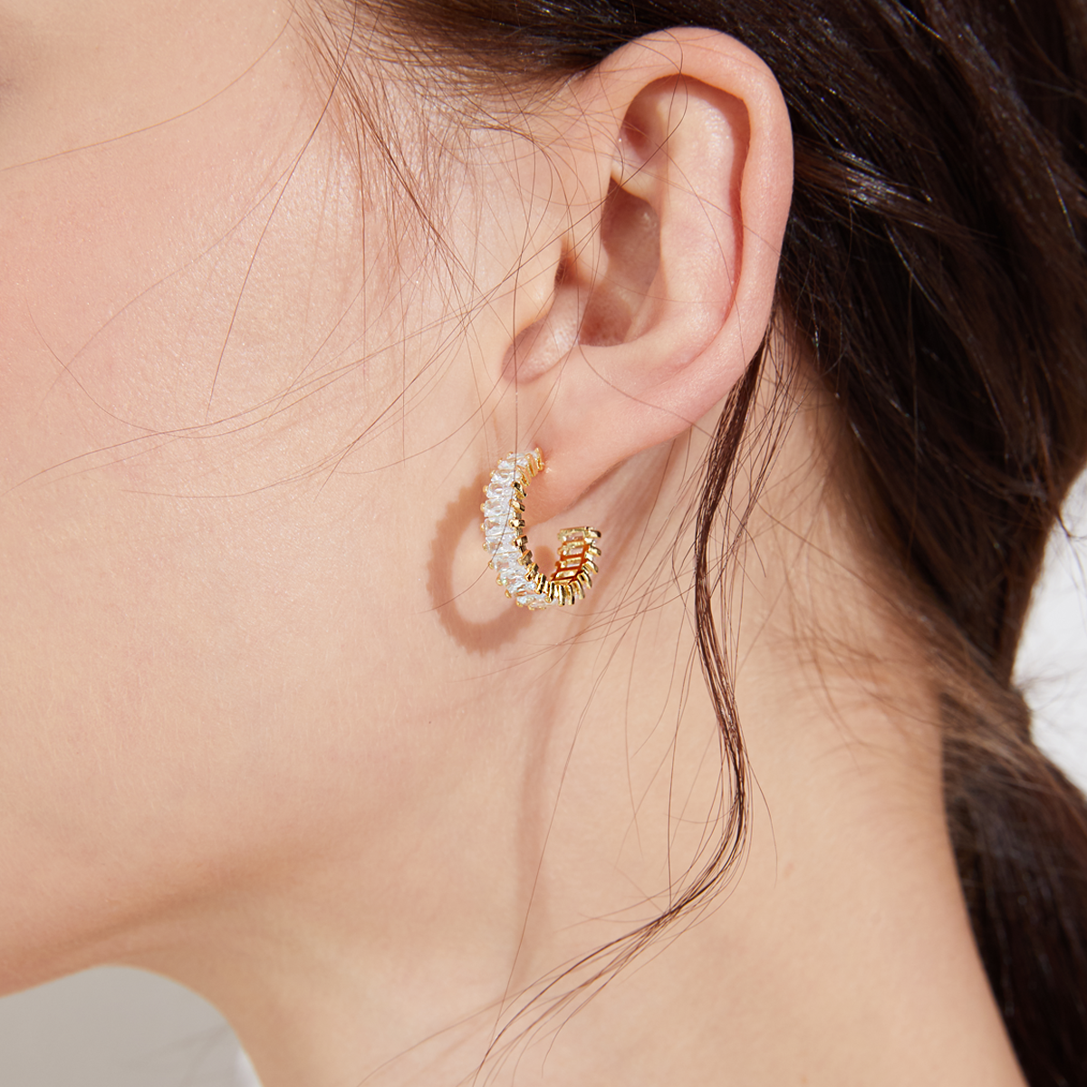 Eternity Baguette Hoops- Yellow Gold