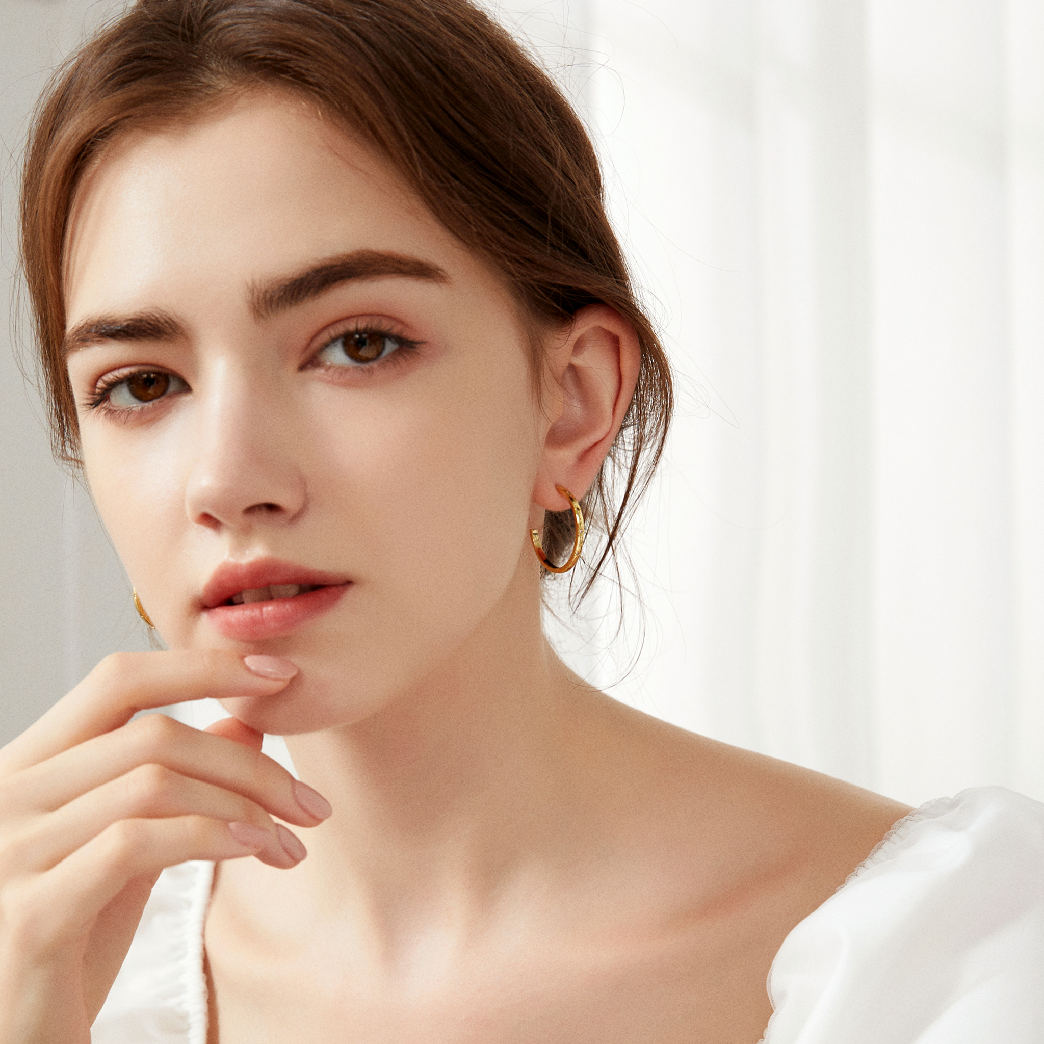 Celestial Constellation Thin Hoops - Yellow Gold