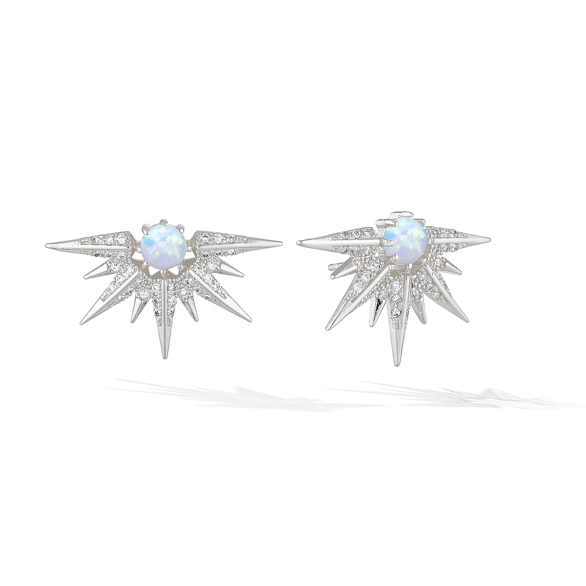Cosmic Sun-Ray Earrings - Silver