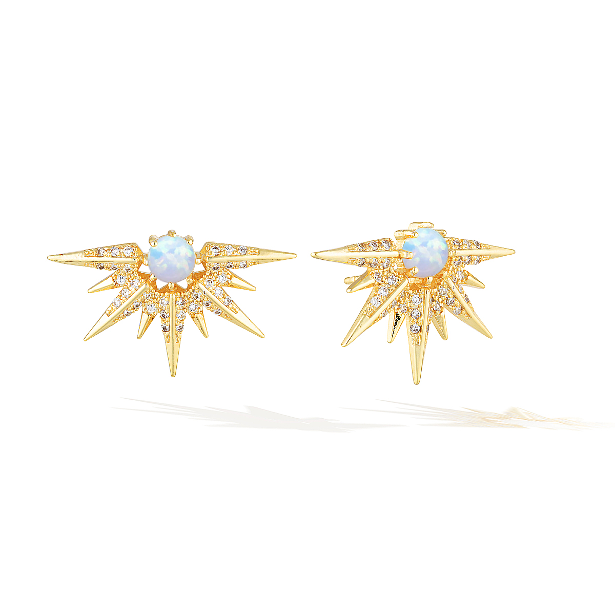 Cosmic Sun-Ray Earrings - Yellow Gold